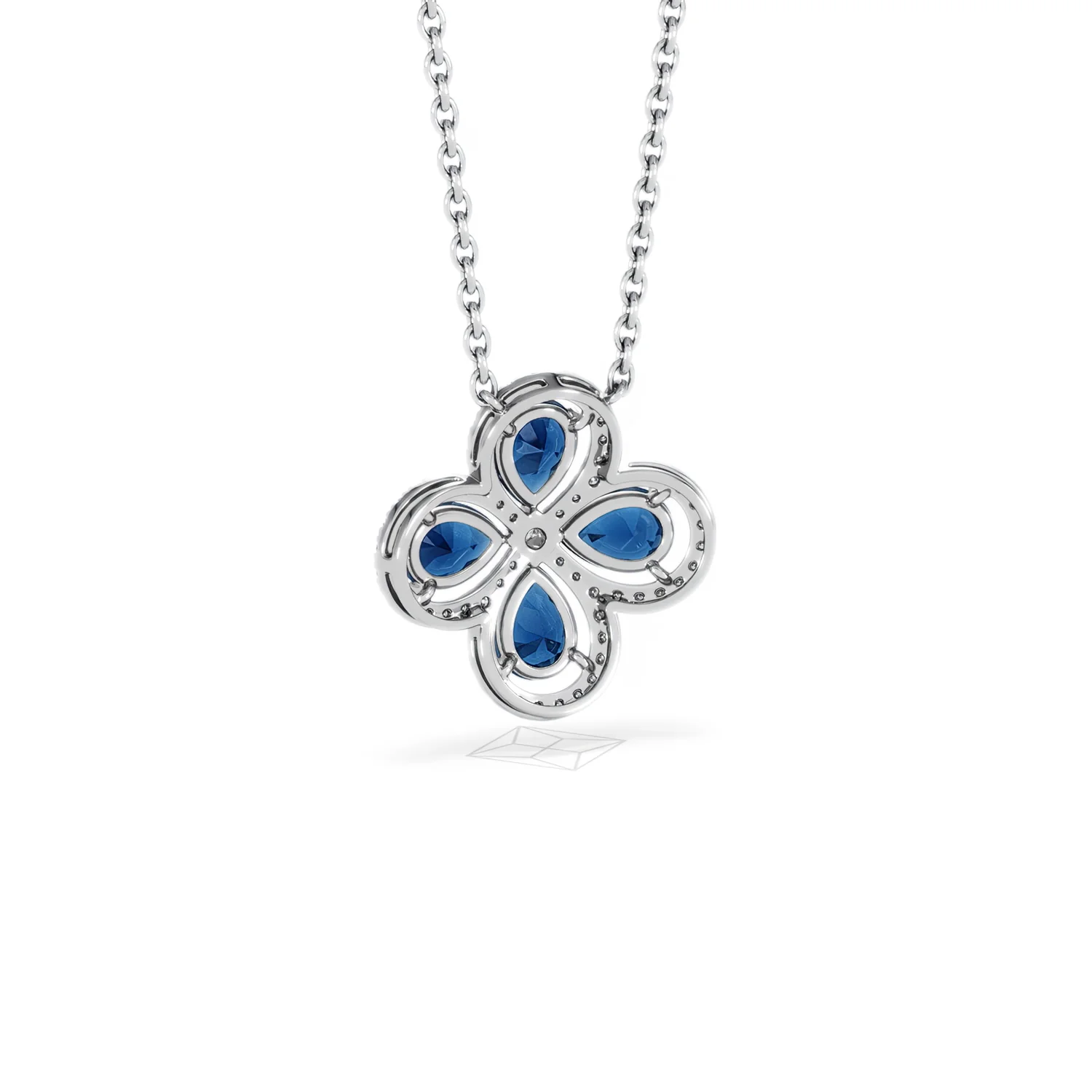 Bloom 3.40ct Lab Sapphire and Lab Diamond Necklace in 18K White Gold - Image 53