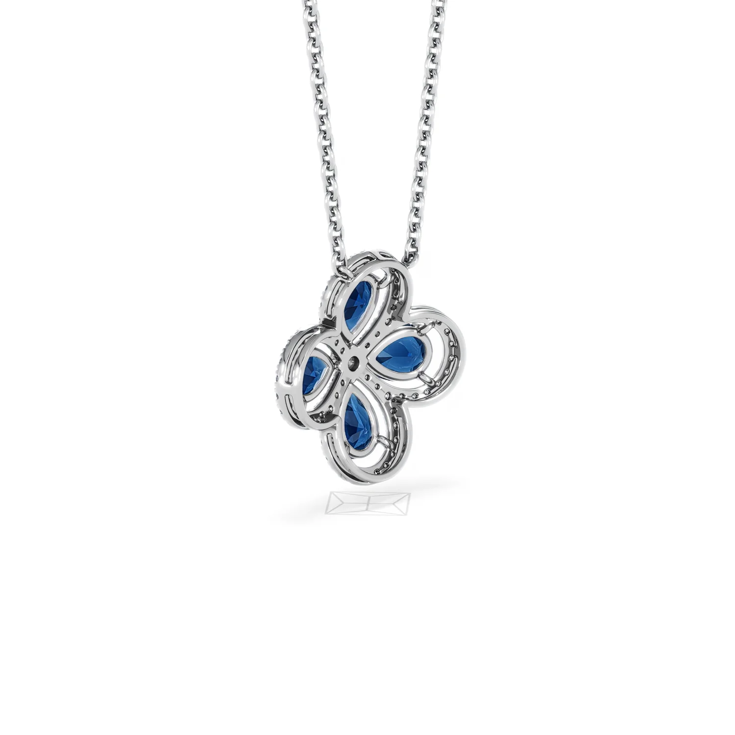 Bloom 3.40ct Lab Sapphire and Lab Diamond Necklace in 18K White Gold - Image 58