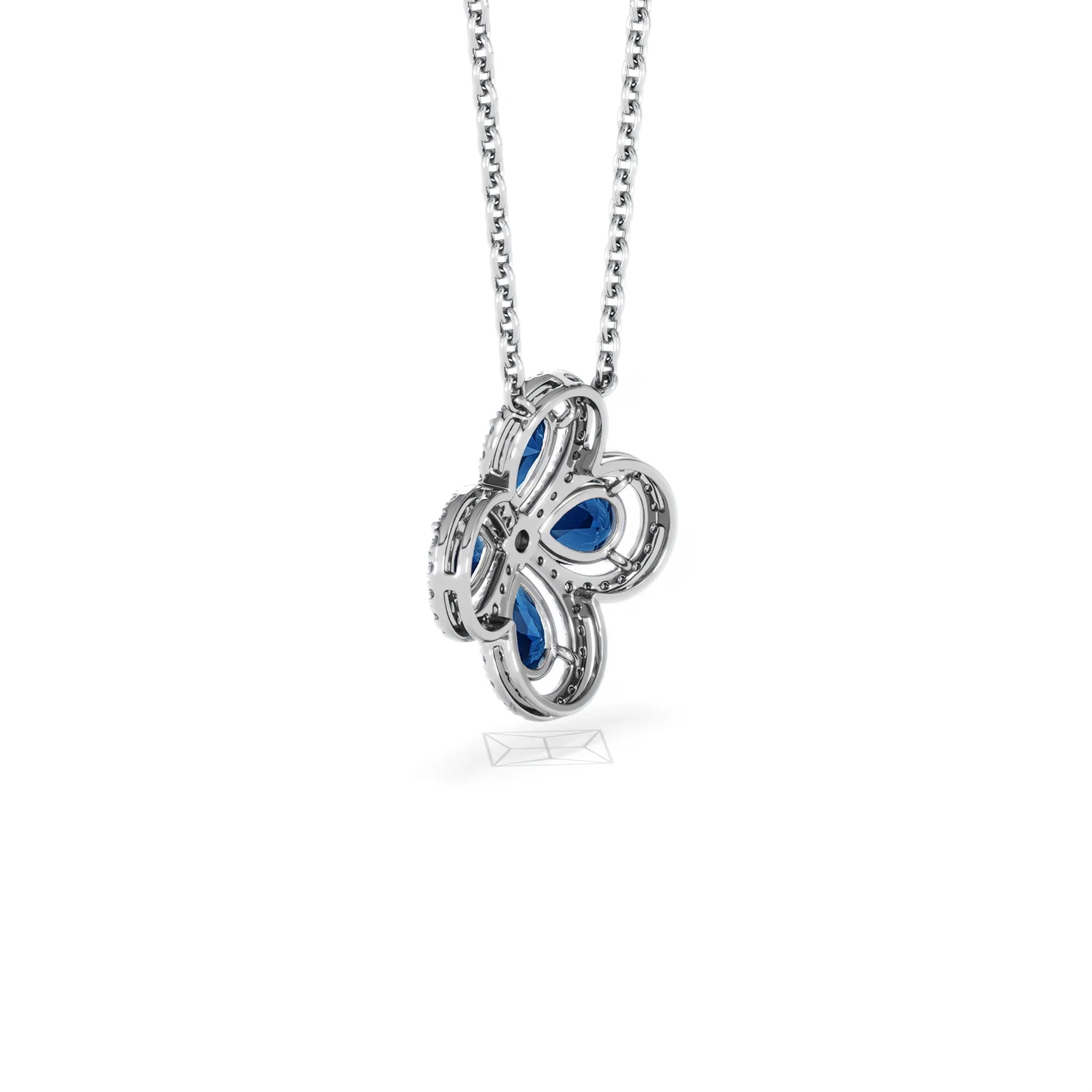 Bloom 3.40ct Lab Sapphire and Lab Diamond Necklace in 18K White Gold - Image 60