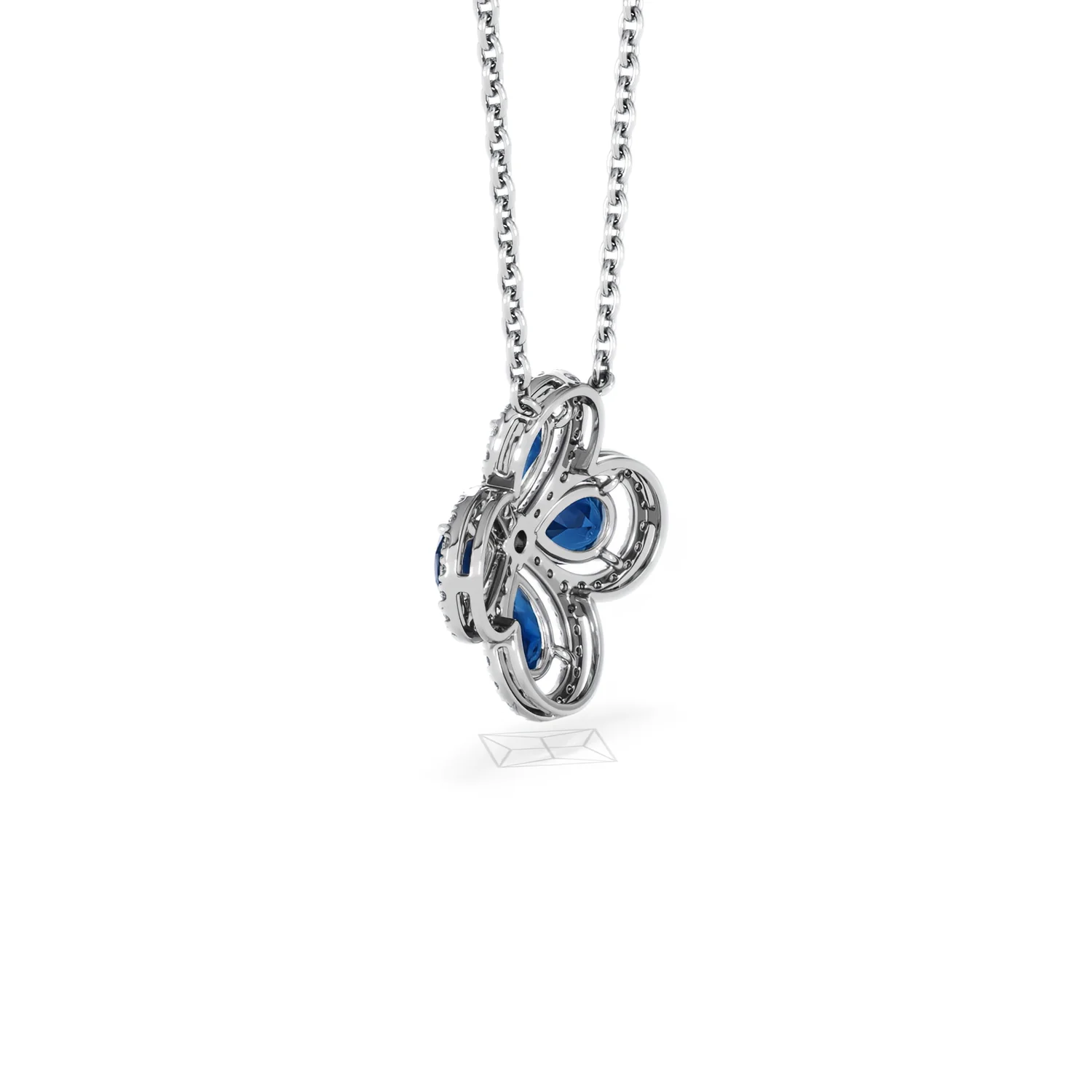 Bloom 3.40ct Lab Sapphire and Lab Diamond Necklace in 18K White Gold - Image 61