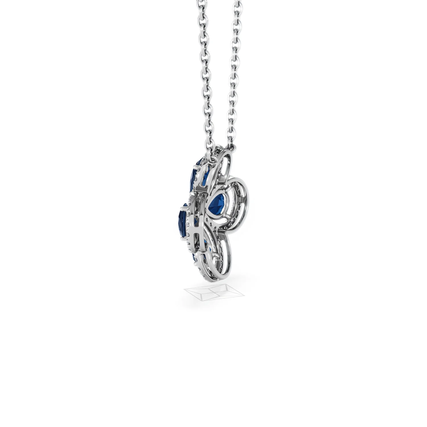 Bloom 3.40ct Lab Sapphire and Lab Diamond Necklace in 18K White Gold - Image 64