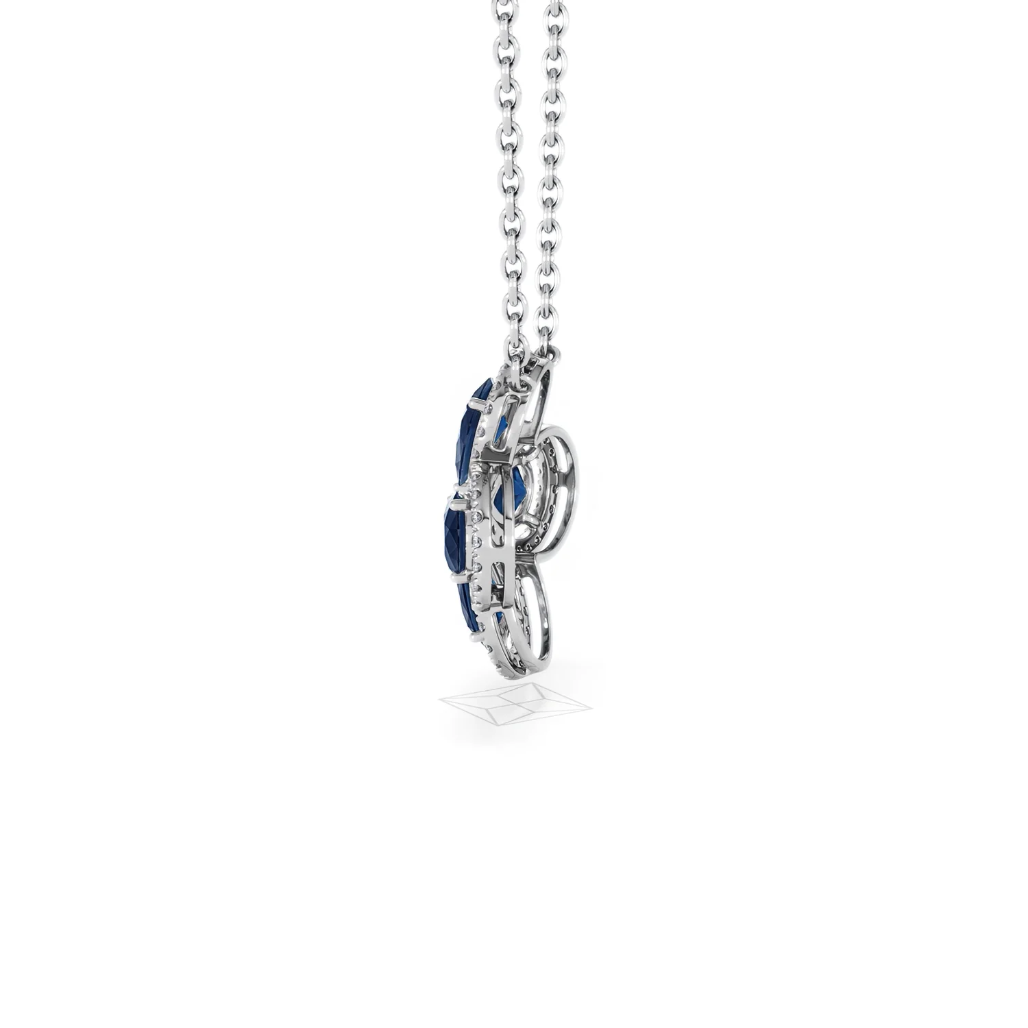 Bloom 3.40ct Lab Sapphire and Lab Diamond Necklace in 18K White Gold - Image 66