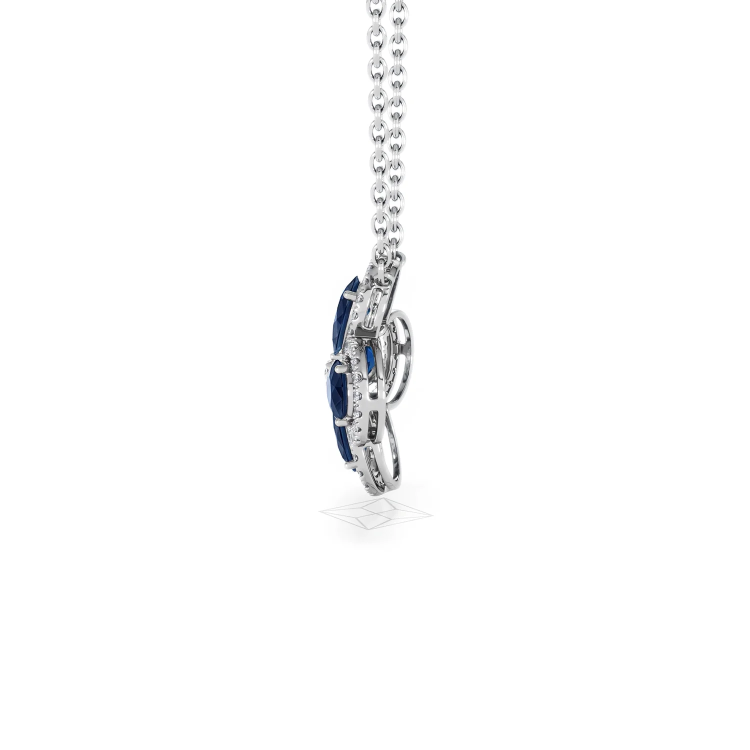 Bloom 3.40ct Lab Sapphire and Lab Diamond Necklace in 18K White Gold - Image 67