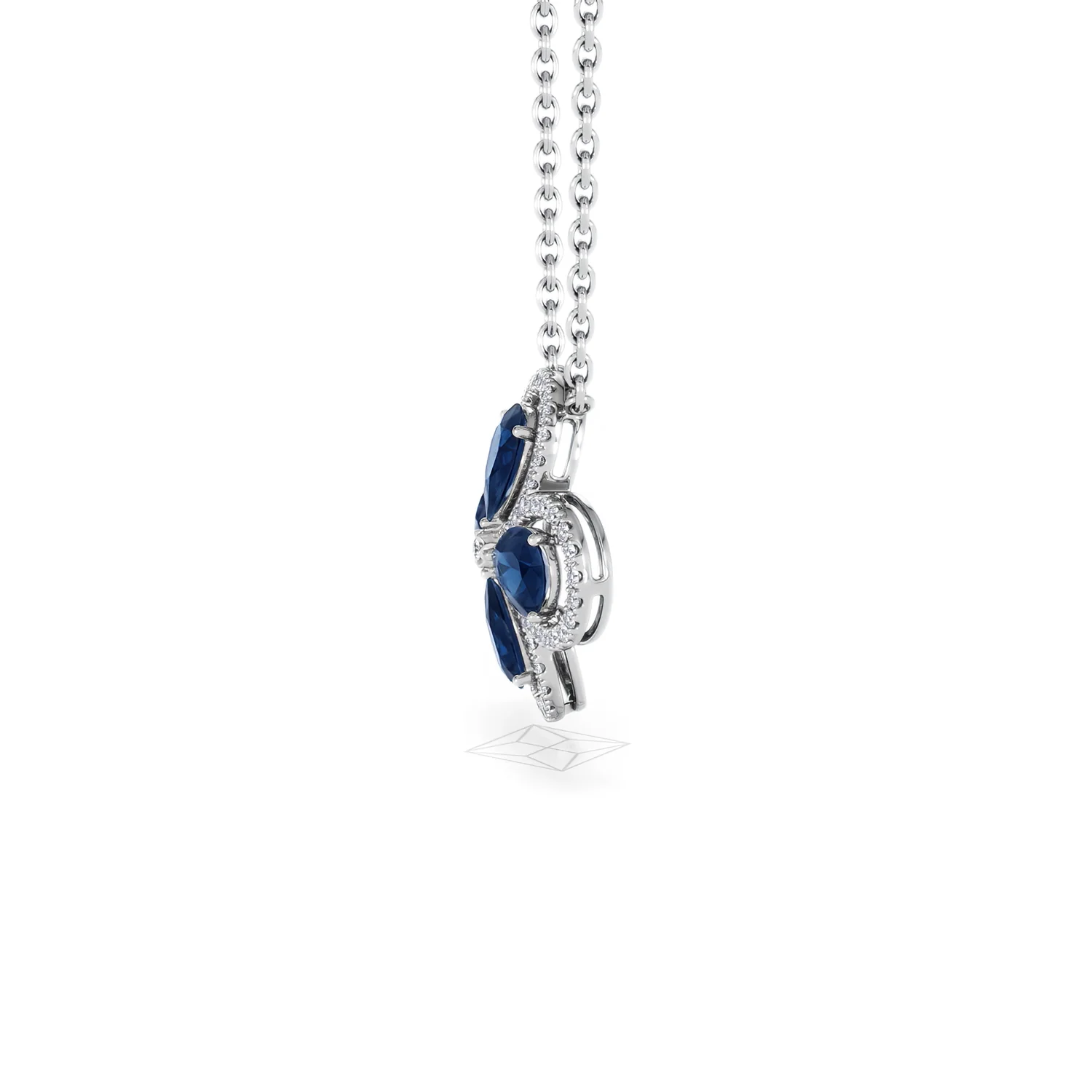 Bloom 3.40ct Lab Sapphire and Lab Diamond Necklace in 18K White Gold - Image 71