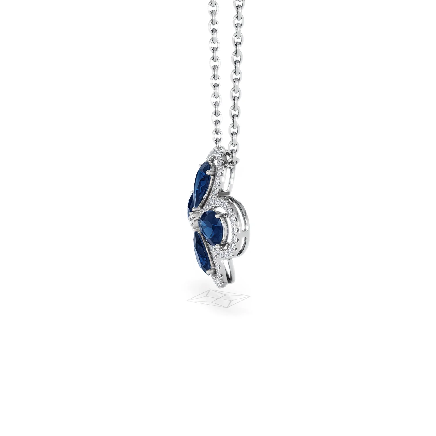 Bloom 3.40ct Lab Sapphire and Lab Diamond Necklace in 18K White Gold - Image 72
