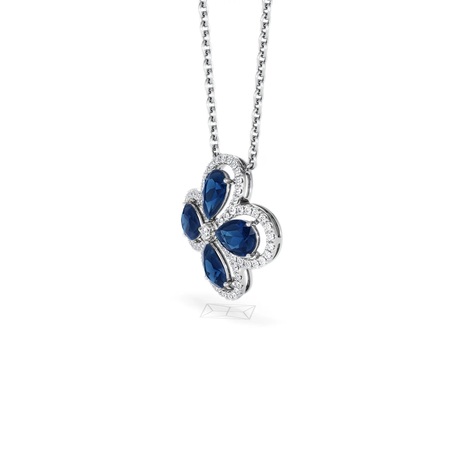 Bloom 3.40ct Lab Sapphire and Lab Diamond Necklace in 18K White Gold - Image 77
