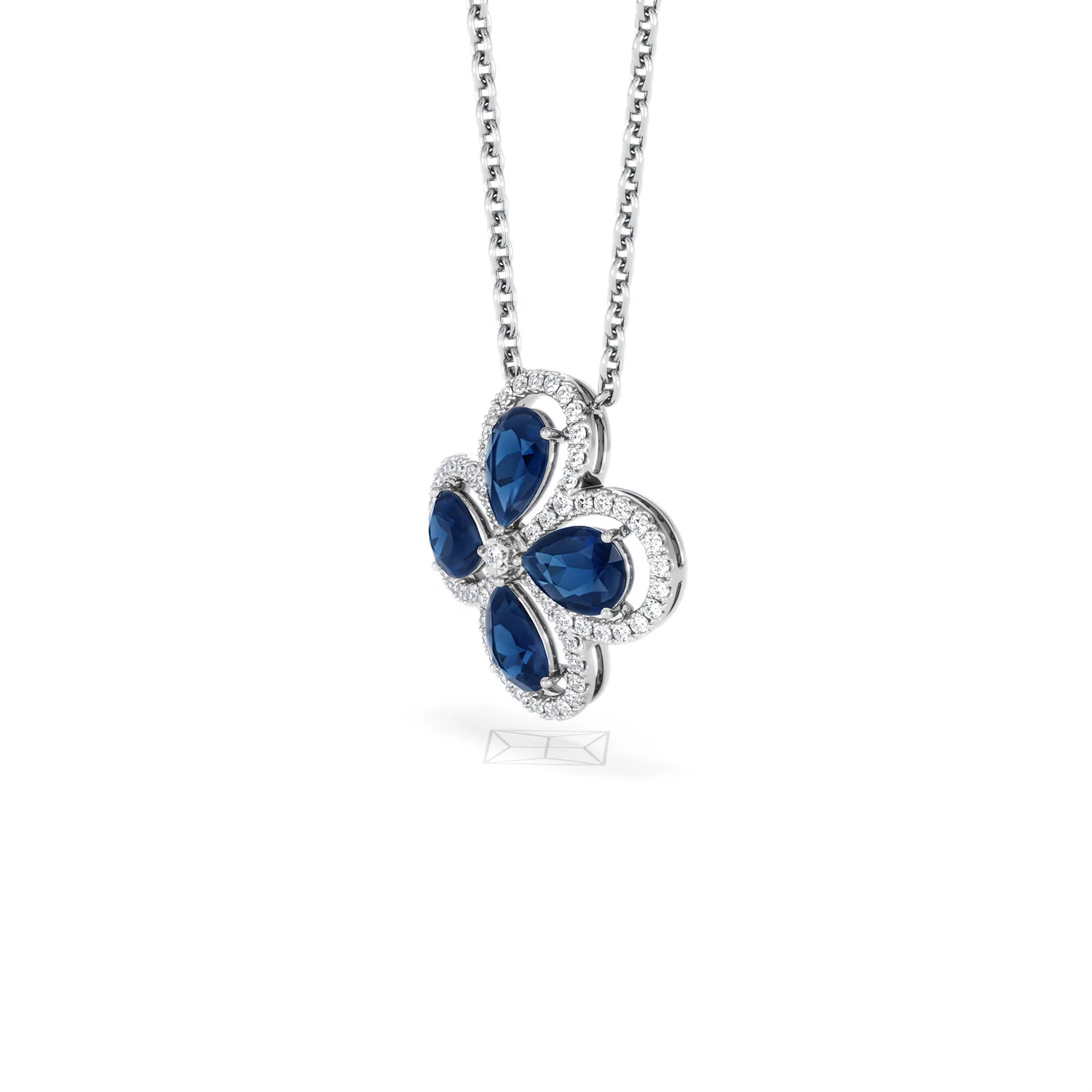 Bloom 3.40ct Lab Sapphire and Lab Diamond Necklace in 18K White Gold - Image 78