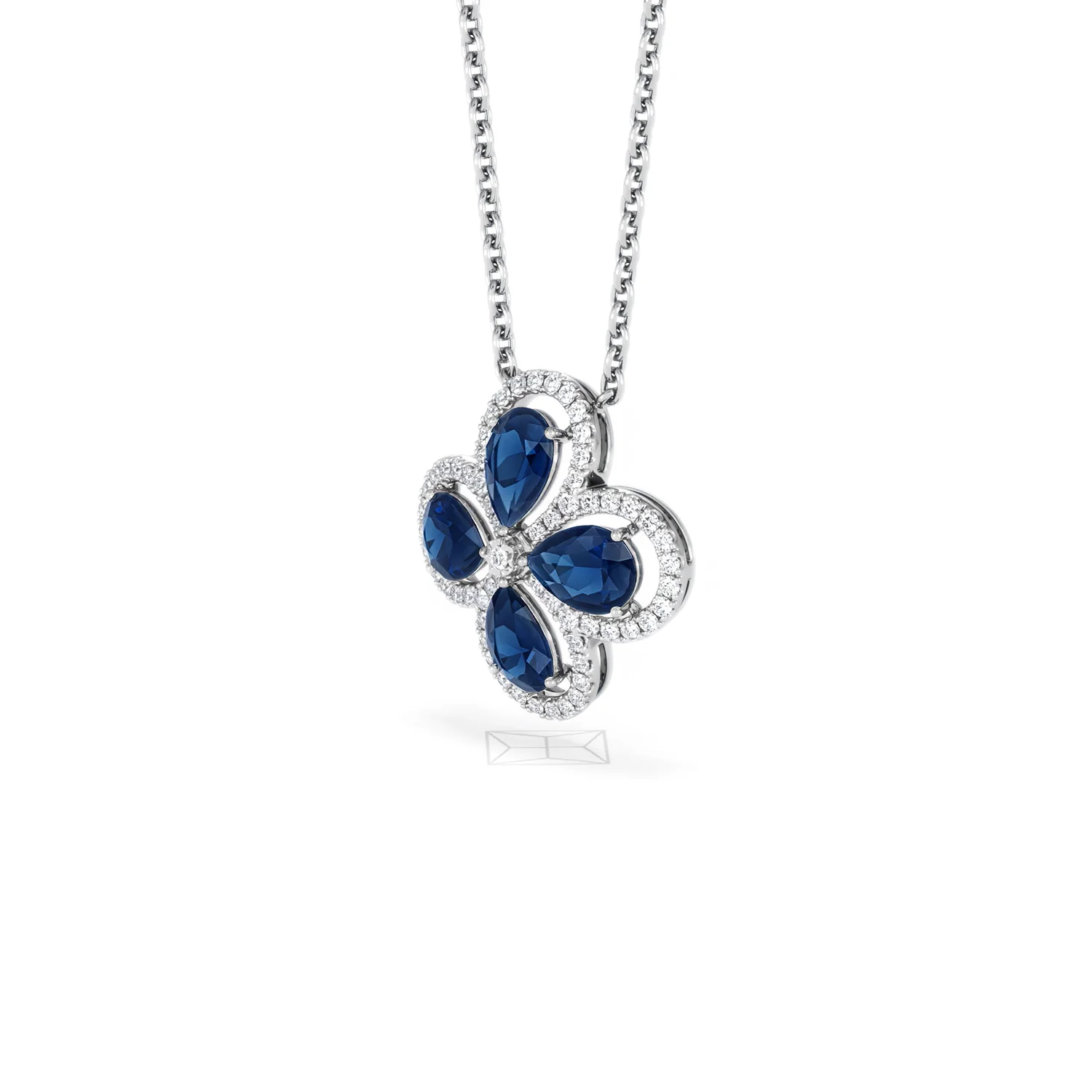 Bloom 3.40ct Lab Sapphire and Lab Diamond Necklace in 18K White Gold - Image 79