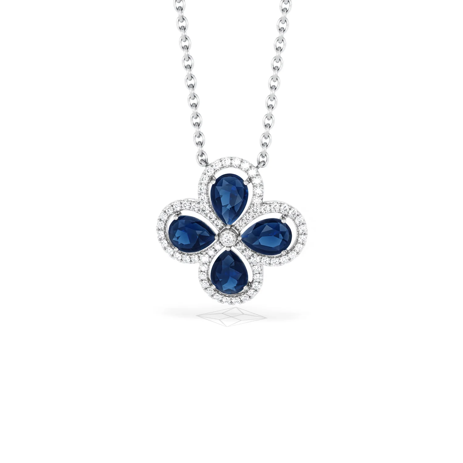 Bloom 3.40ct Lab Sapphire and Lab Diamond Necklace in 18K White Gold - Image 87