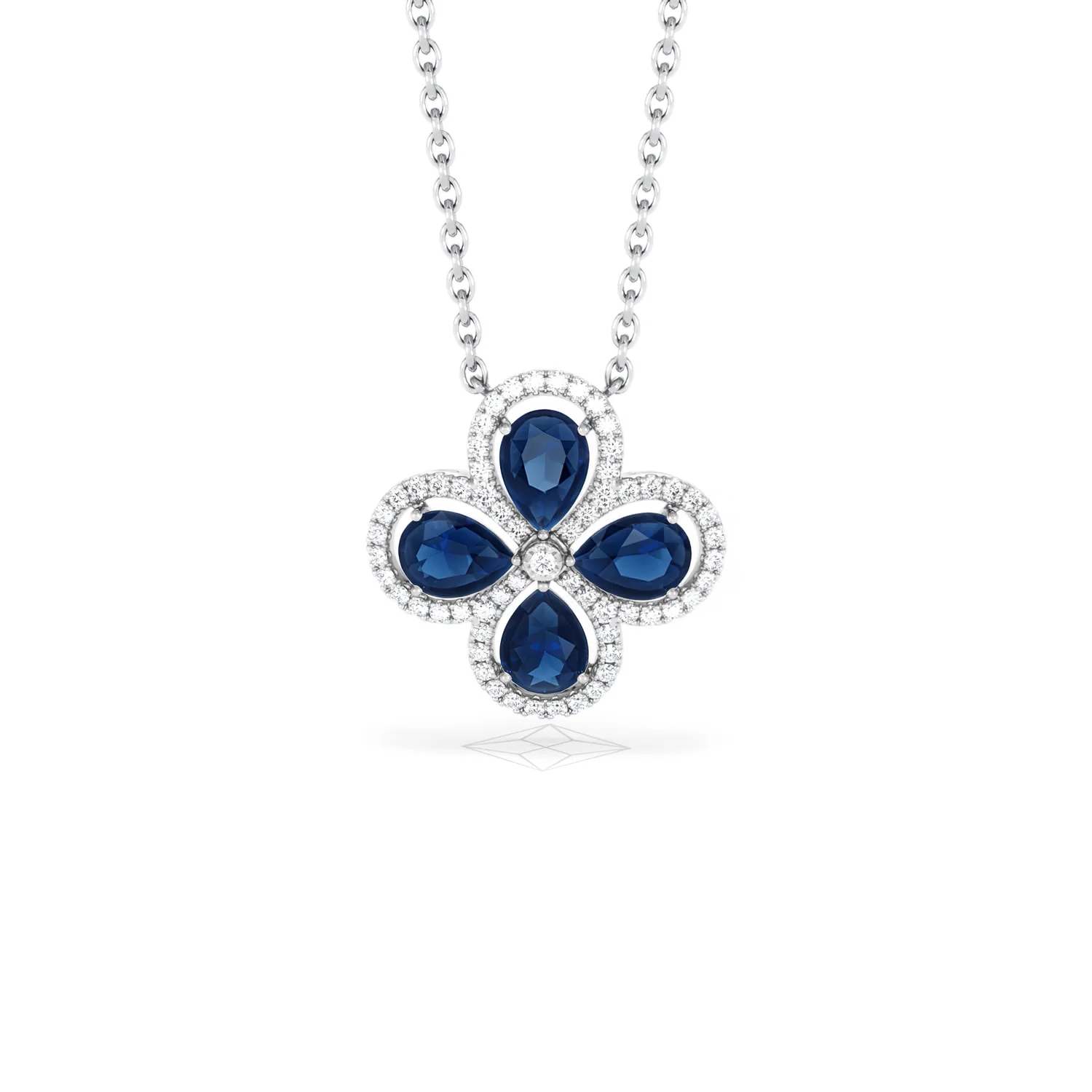Bloom 3.40ct Lab Sapphire and Lab Diamond Necklace in 18K White Gold - Image 88