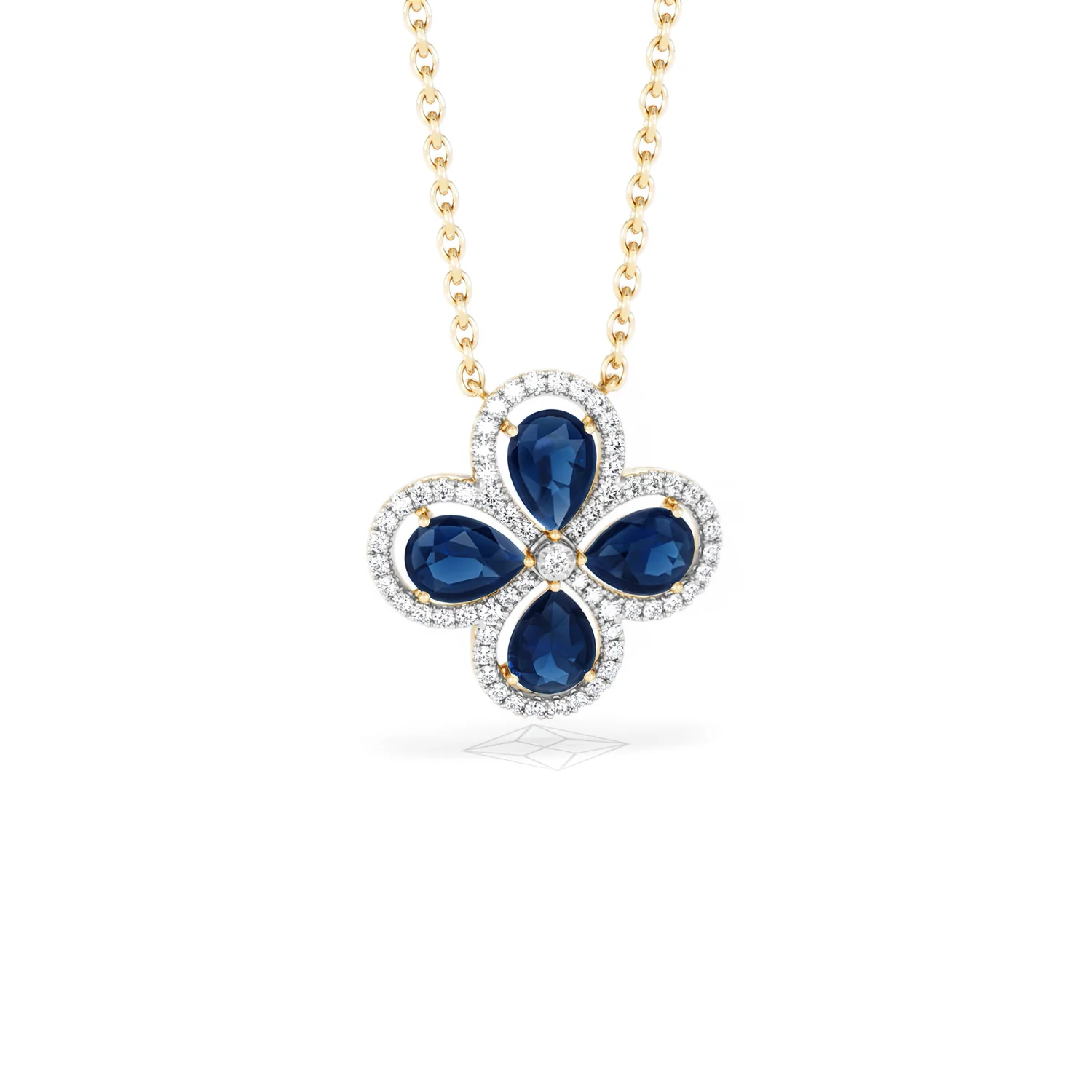 Bloom 3.40ct Lab Sapphire and Lab Diamond Necklace in 18K Yellow Gold - Image 10