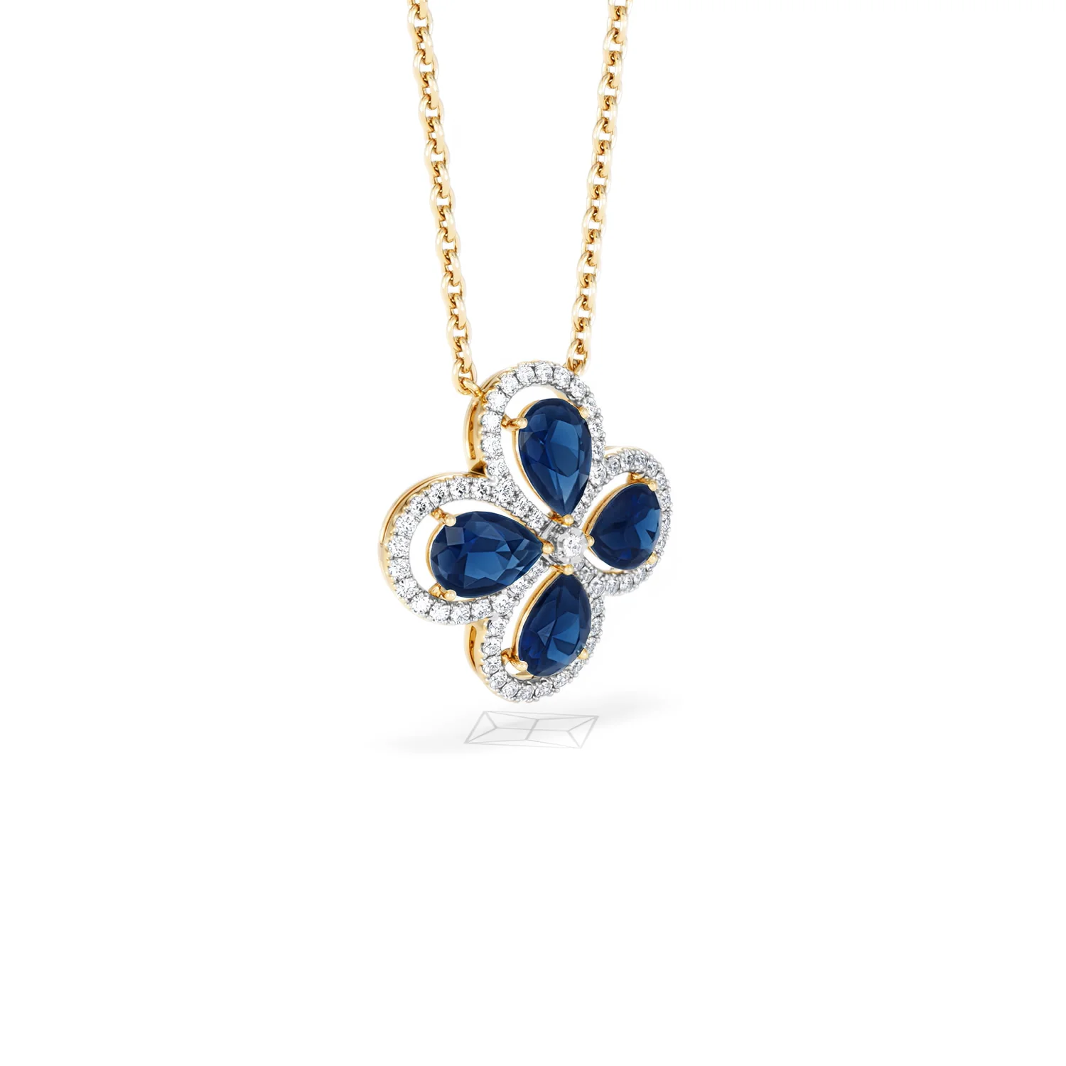 Bloom 3.40ct Lab Sapphire and Lab Diamond Necklace in 18K Yellow Gold - Image 16
