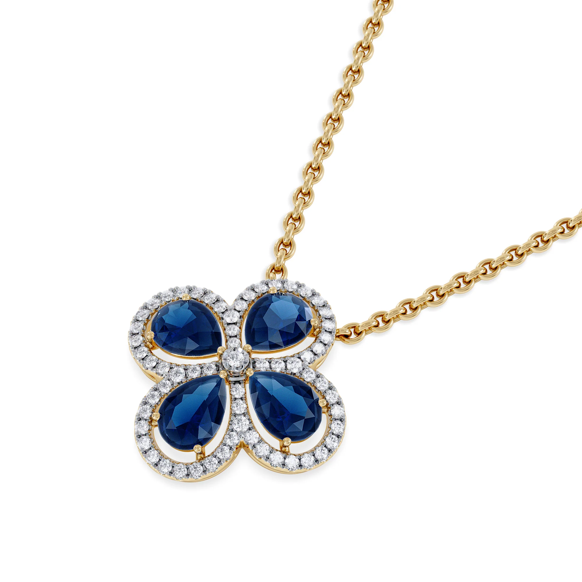 Bloom 3.40ct Lab Sapphire and Lab Diamond Necklace in 18K Yellow Gold - Image 5