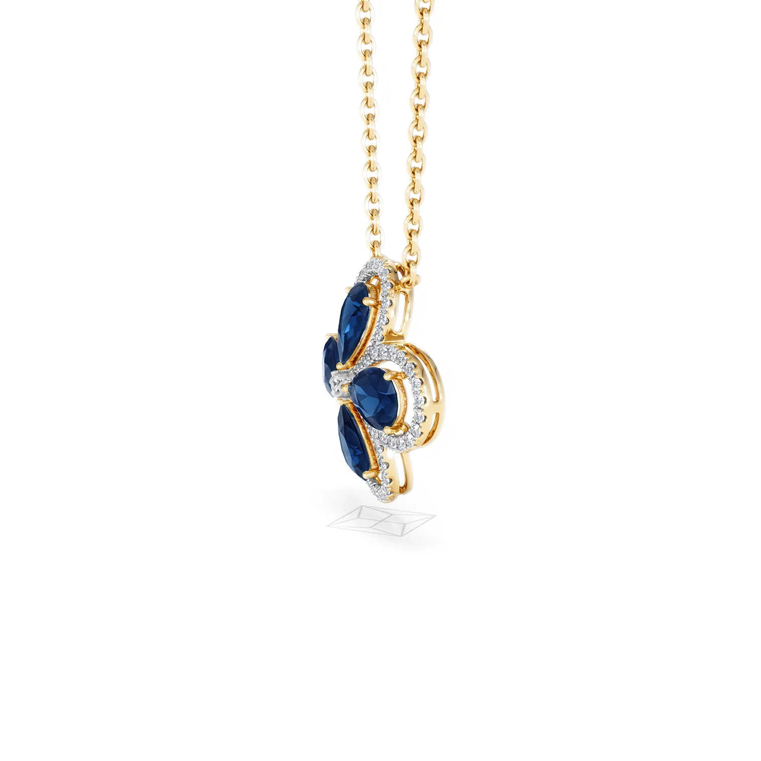 Bloom 3.40ct Lab Sapphire and Lab Diamond Necklace in 18K Yellow Gold - Image 72