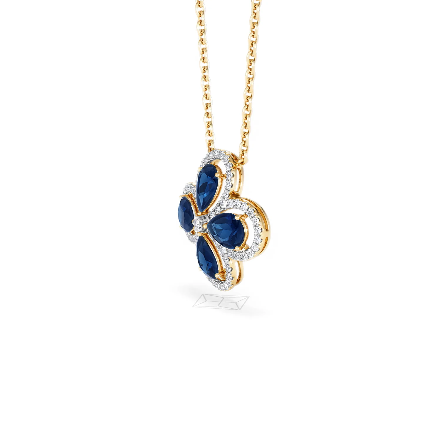 Bloom 3.40ct Lab Sapphire and Lab Diamond Necklace in 18K Yellow Gold - Image 75