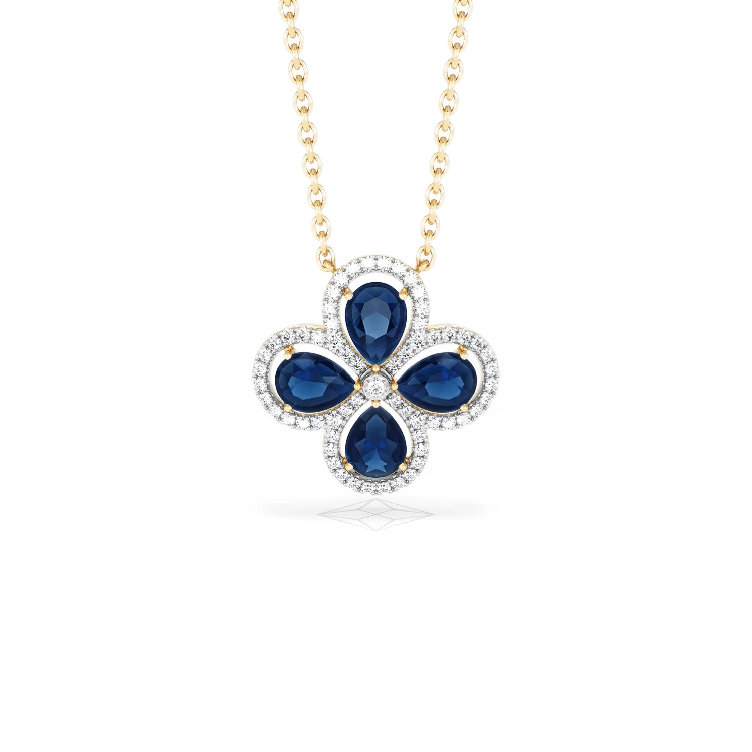 Bloom 3.40ct Lab Sapphire and Lab Diamond Necklace in 18K Yellow Gold - Image 8