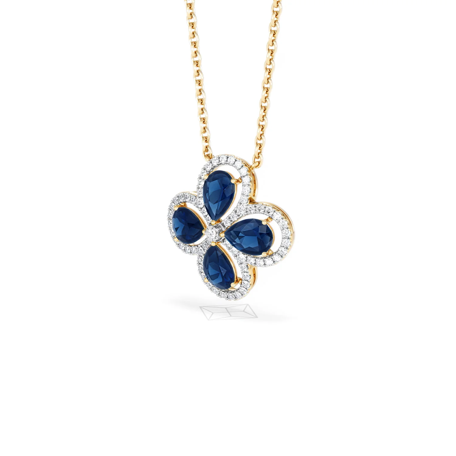 Bloom 3.40ct Lab Sapphire and Lab Diamond Necklace in 18K Yellow Gold - Image 80