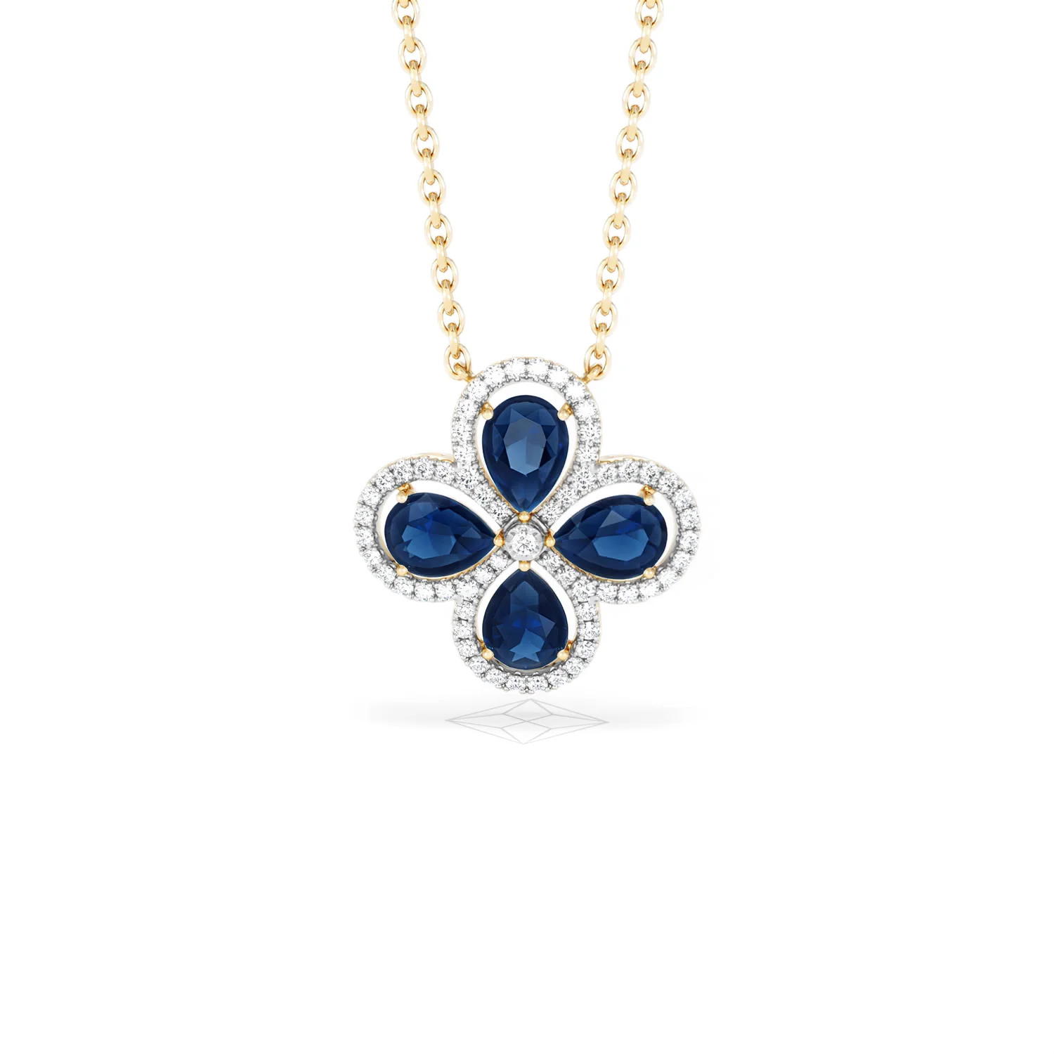 Bloom 3.40ct Lab Sapphire and Lab Diamond Necklace in 18K Yellow Gold - Image 87