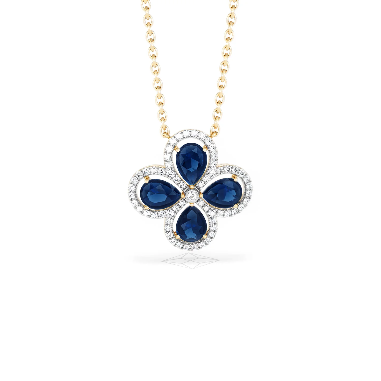 Bloom 3.40ct Lab Sapphire and Lab Diamond Necklace in 18K Yellow Gold - Image 9