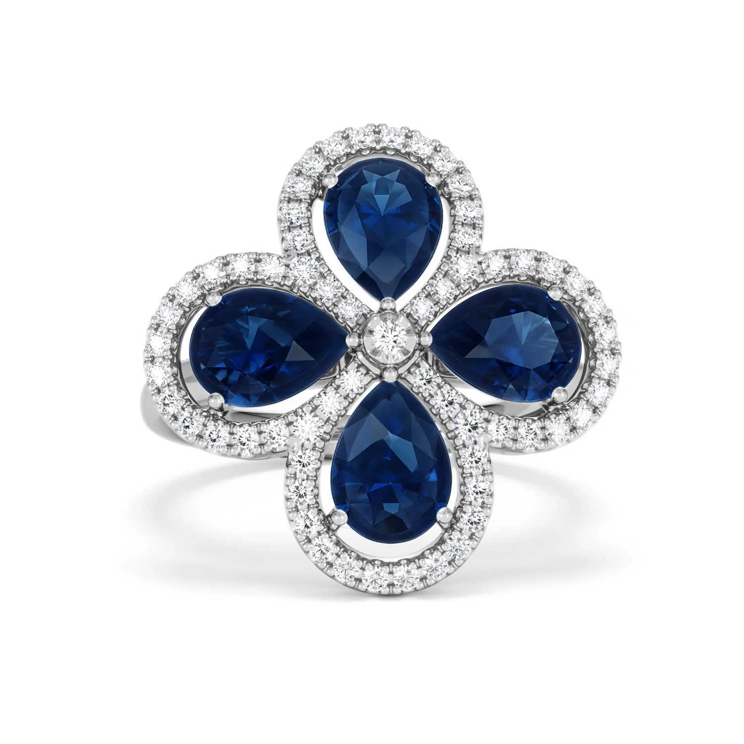 Bloom 3.40ct Lab Sapphire and Lab Diamond Ring in 18K White Gold - Image 10