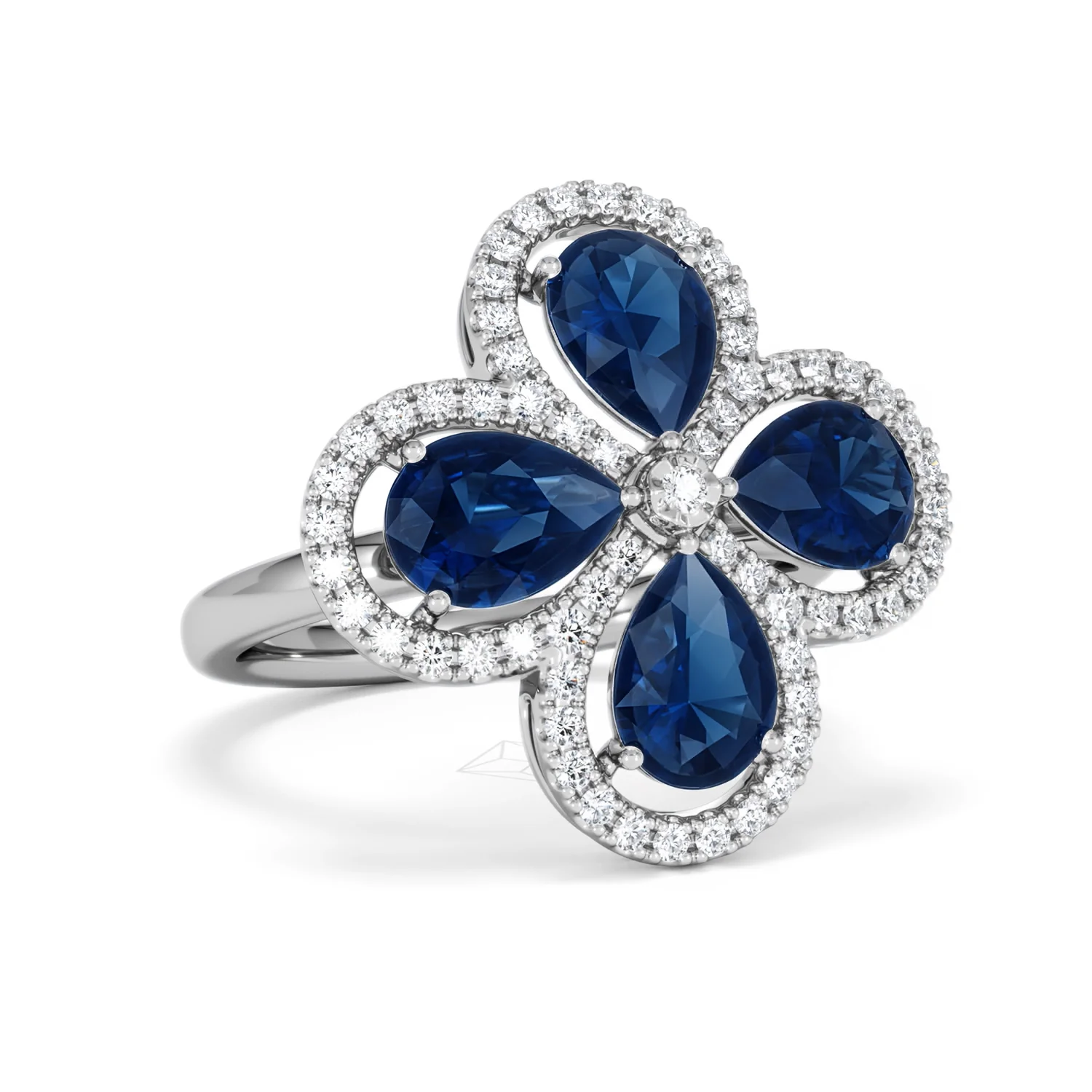 Bloom 3.40ct Lab Sapphire and Lab Diamond Ring in 18K White Gold - Image 14