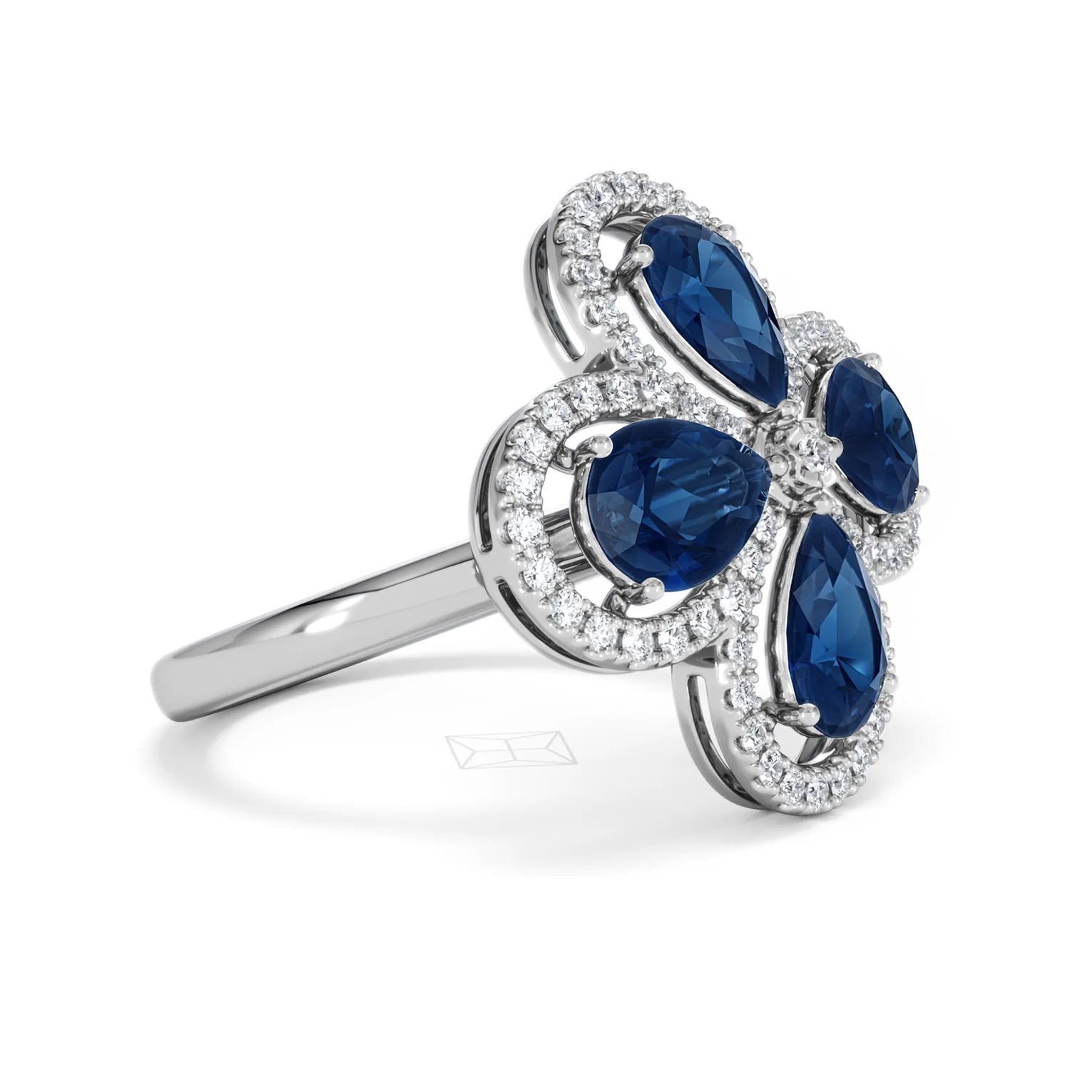 Bloom 3.40ct Lab Sapphire and Lab Diamond Ring in 18K White Gold - Image 21