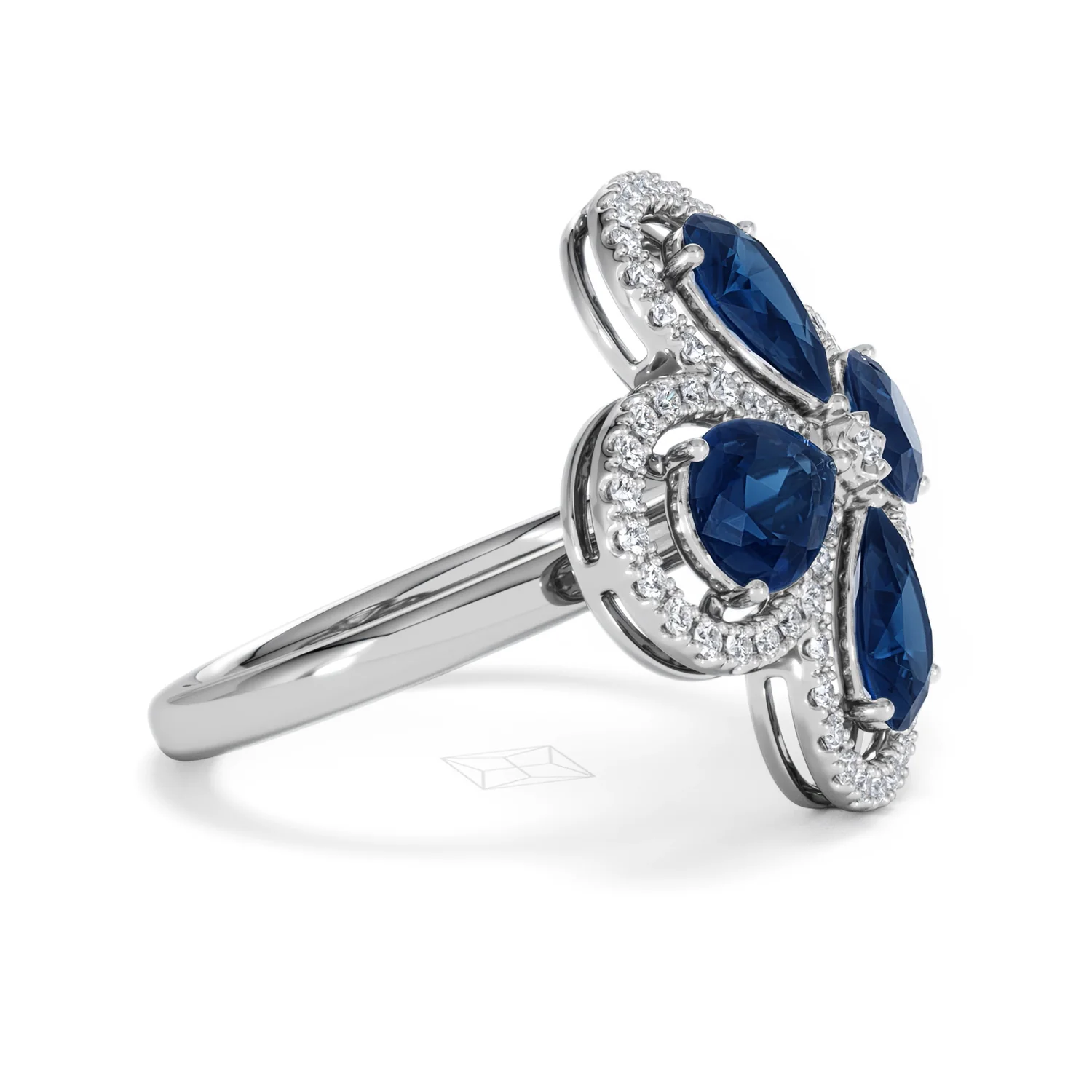 Bloom 3.40ct Lab Sapphire and Lab Diamond Ring in 18K White Gold - Image 24