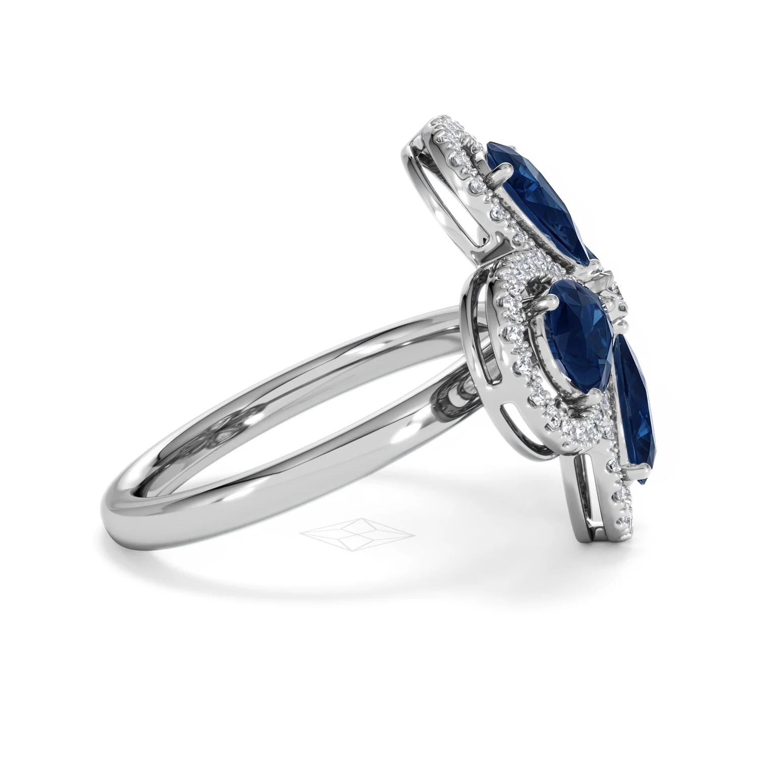 Bloom 3.40ct Lab Sapphire and Lab Diamond Ring in 18K White Gold - Image 28