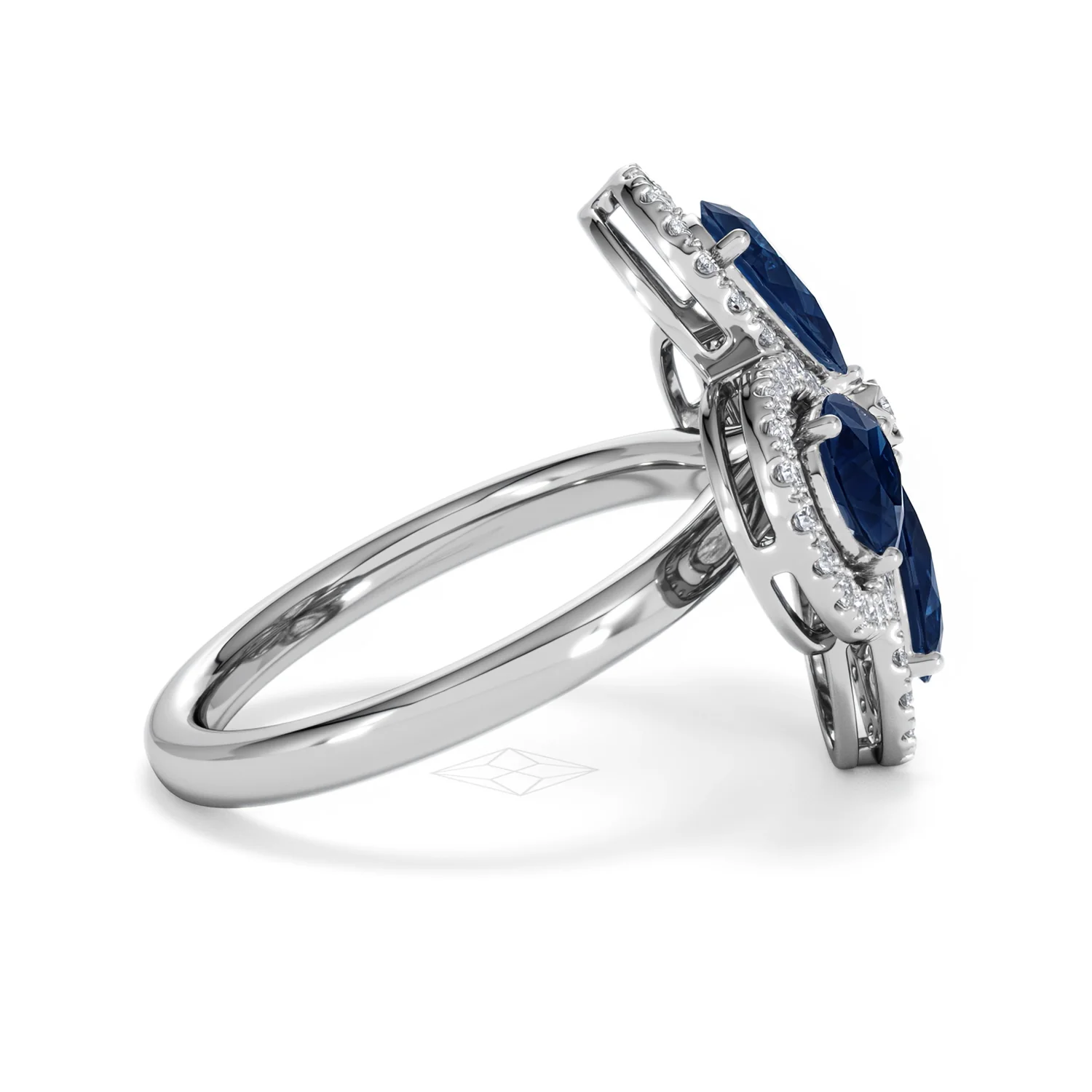 Bloom 3.40ct Lab Sapphire and Lab Diamond Ring in 18K White Gold - Image 30