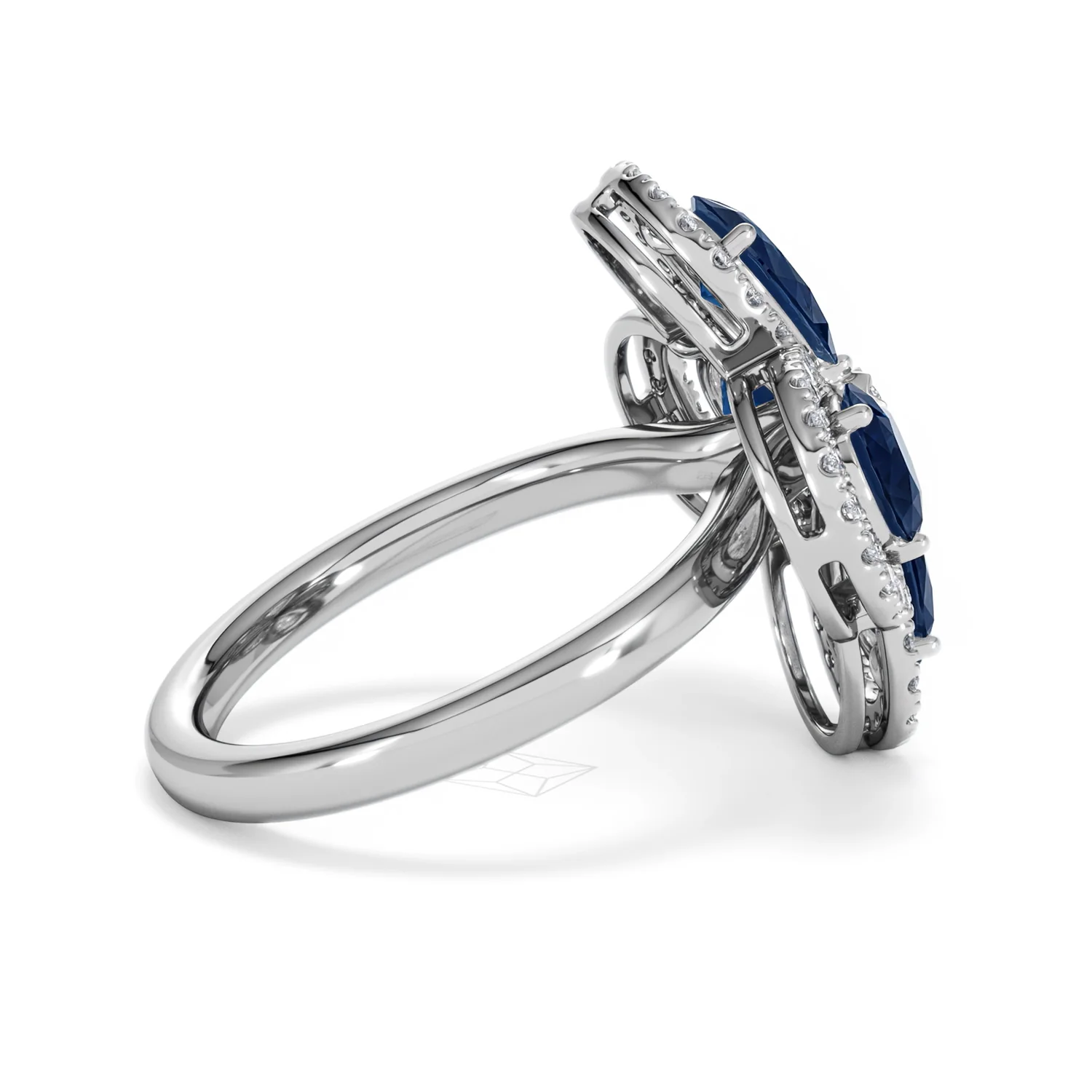 Bloom 3.40ct Lab Sapphire and Lab Diamond Ring in 18K White Gold - Image 32