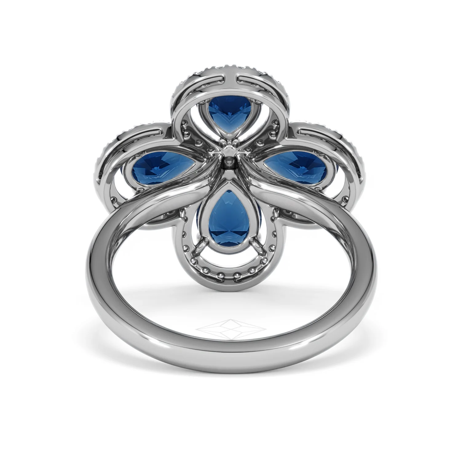 Bloom 3.40ct Lab Sapphire and Lab Diamond Ring in 18K White Gold - Image 49