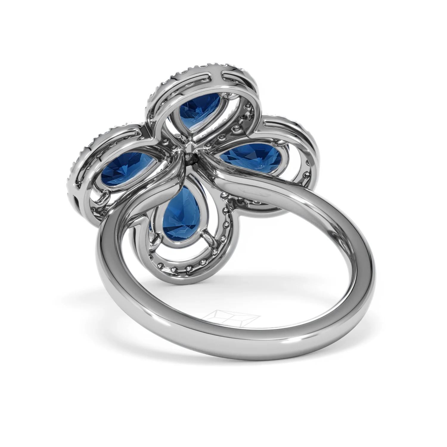 Bloom 3.40ct Lab Sapphire and Lab Diamond Ring in 18K White Gold - Image 53