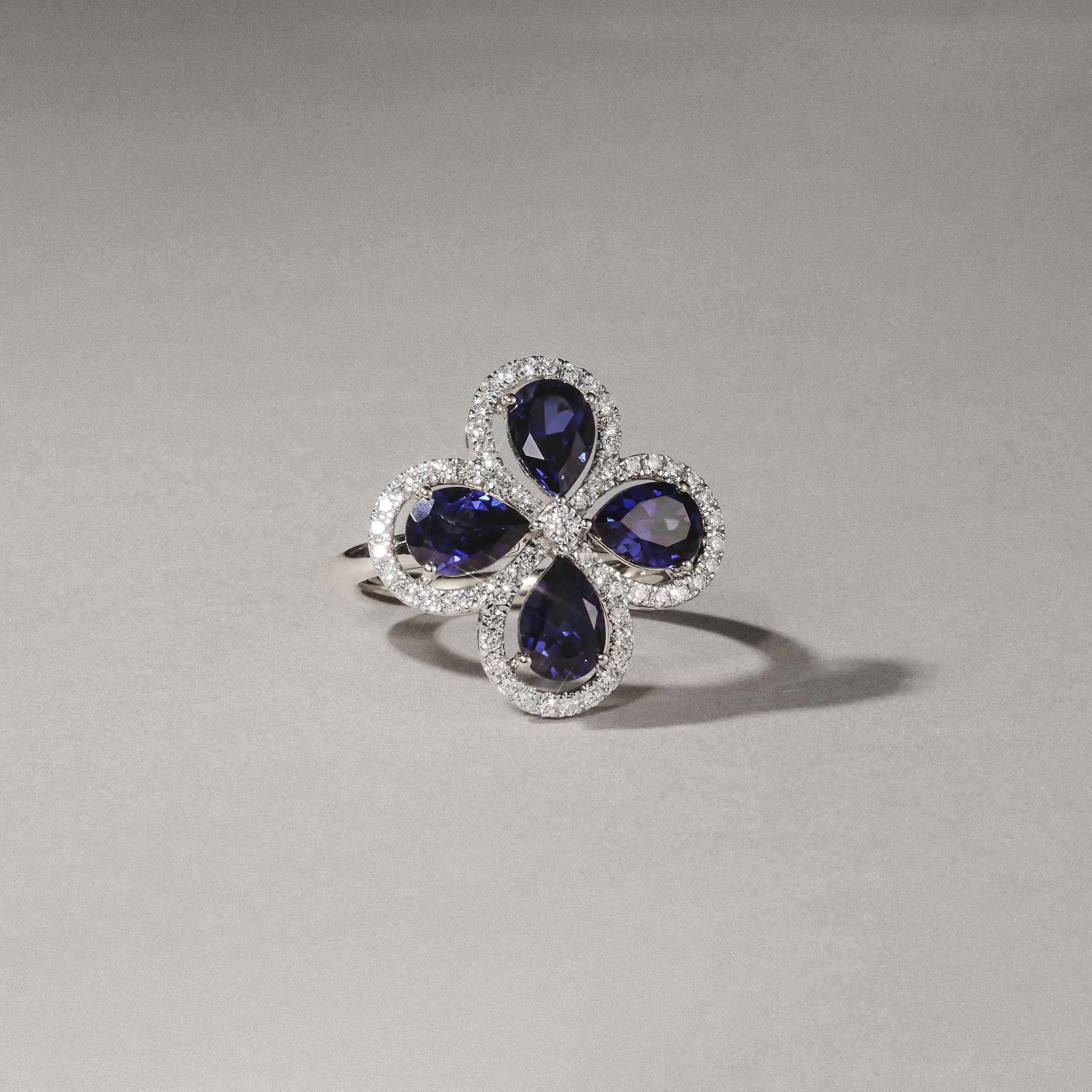 Bloom 3.40ct Lab Sapphire and Lab Diamond Ring in 18K White Gold - Image 6