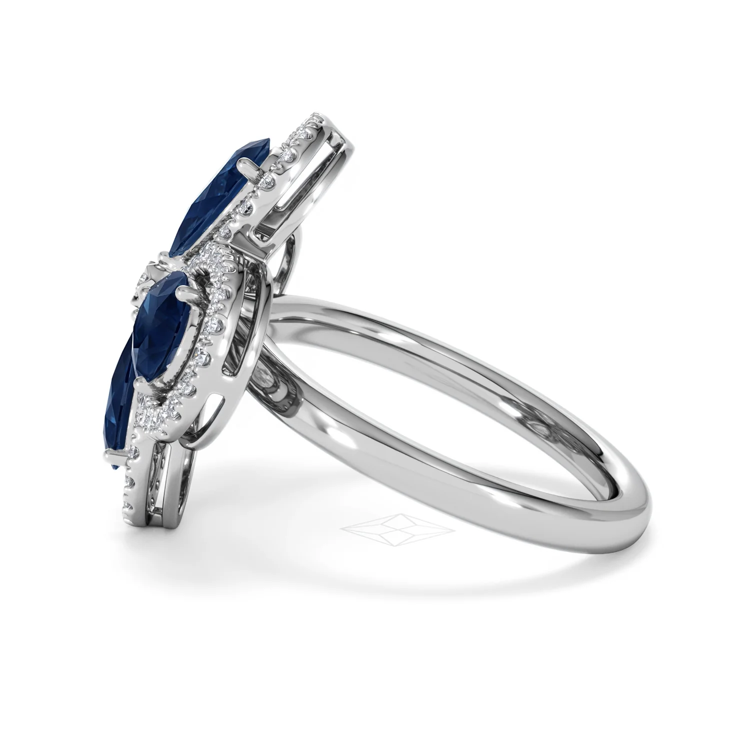 Bloom 3.40ct Lab Sapphire and Lab Diamond Ring in 18K White Gold - Image 68