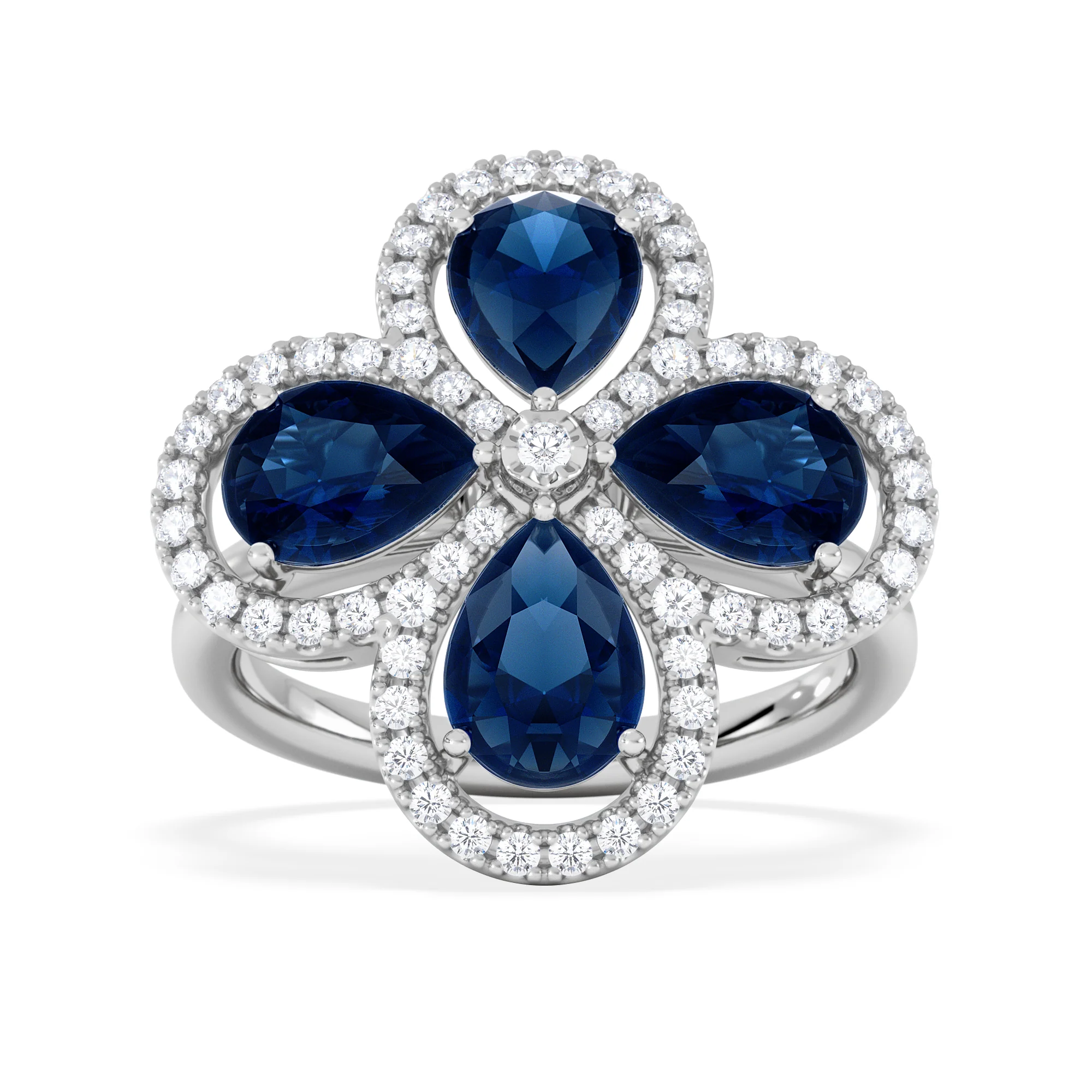 Bloom 3.40ct Lab Sapphire and Lab Diamond Ring in 18K White Gold - Image 7
