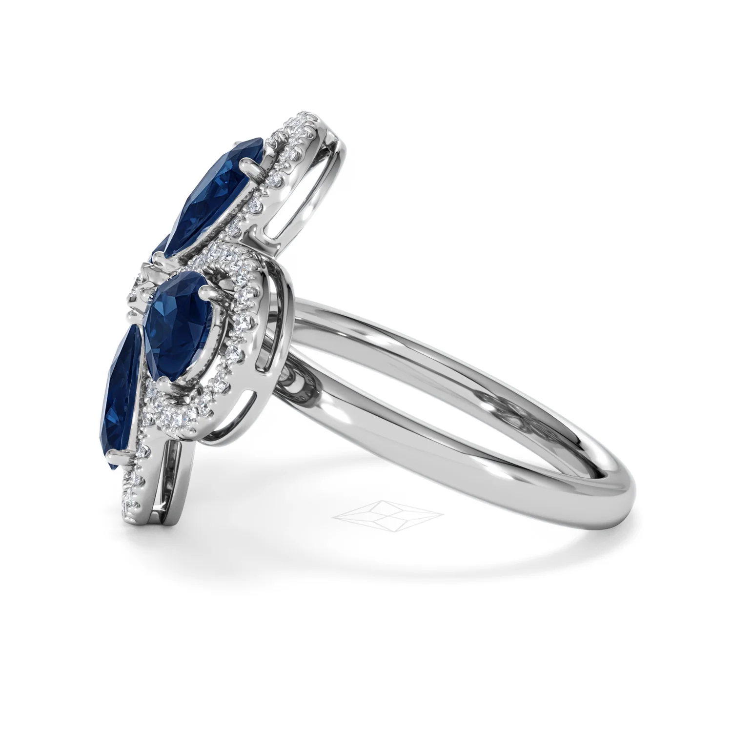 Bloom 3.40ct Lab Sapphire and Lab Diamond Ring in 18K White Gold - Image 70
