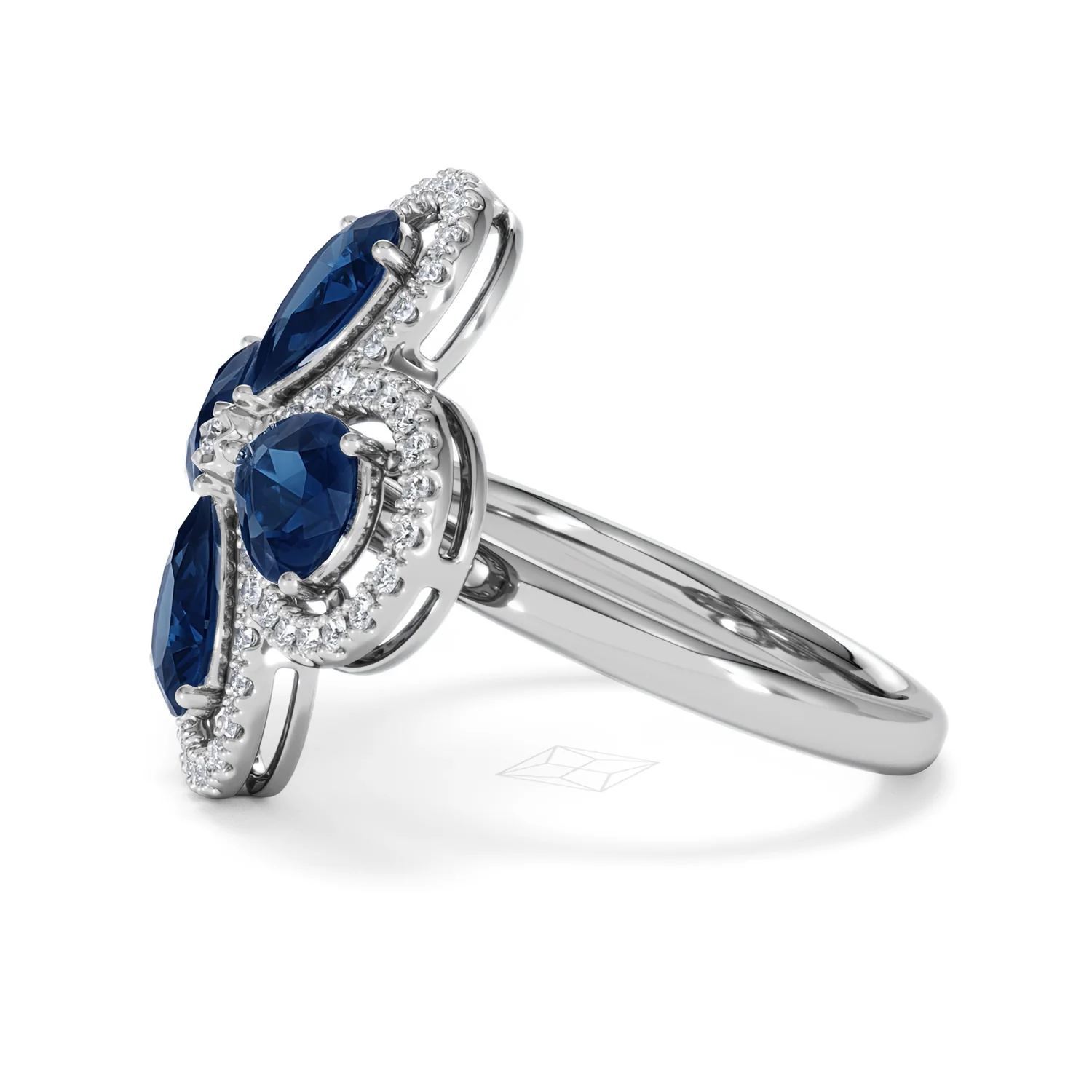 Bloom 3.40ct Lab Sapphire and Lab Diamond Ring in 18K White Gold - Image 72