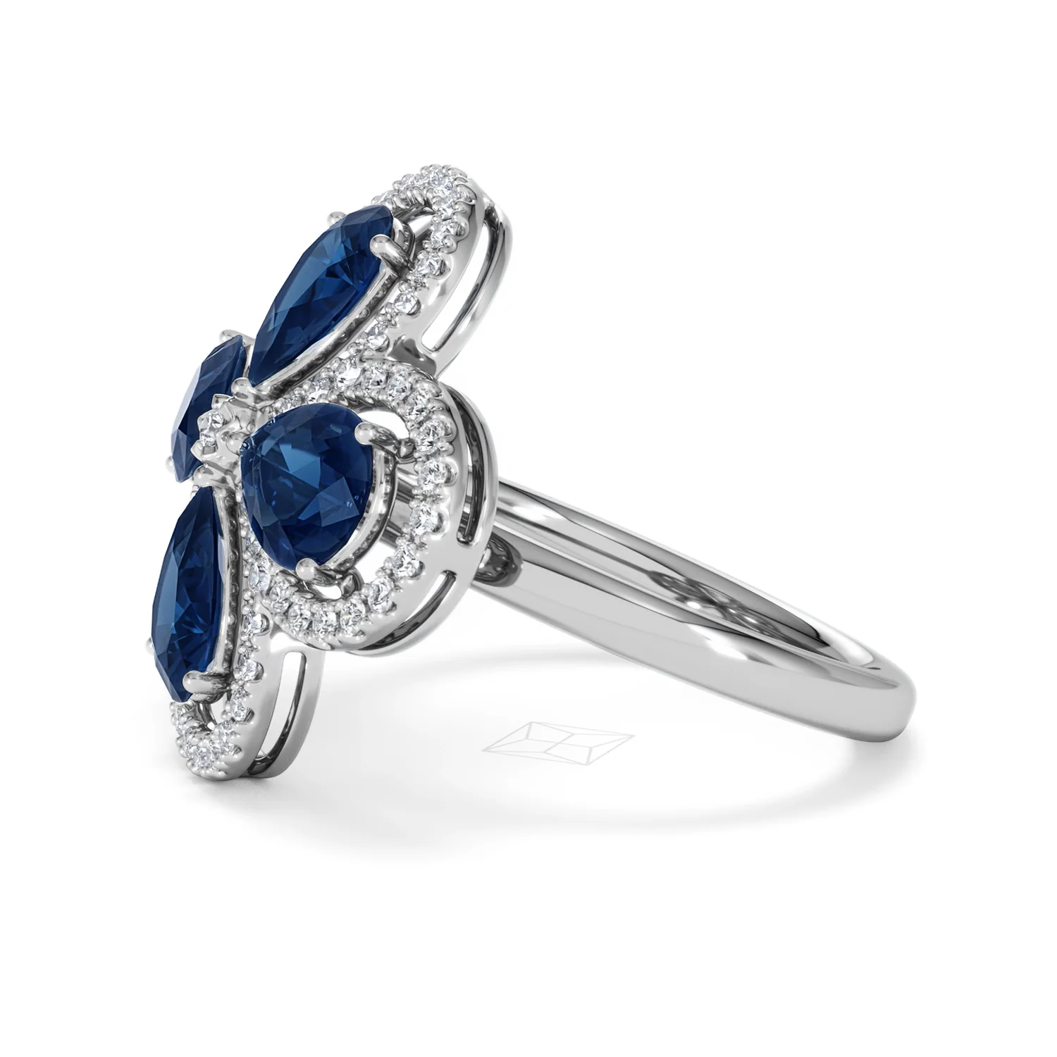 Bloom 3.40ct Lab Sapphire and Lab Diamond Ring in 18K White Gold - Image 73