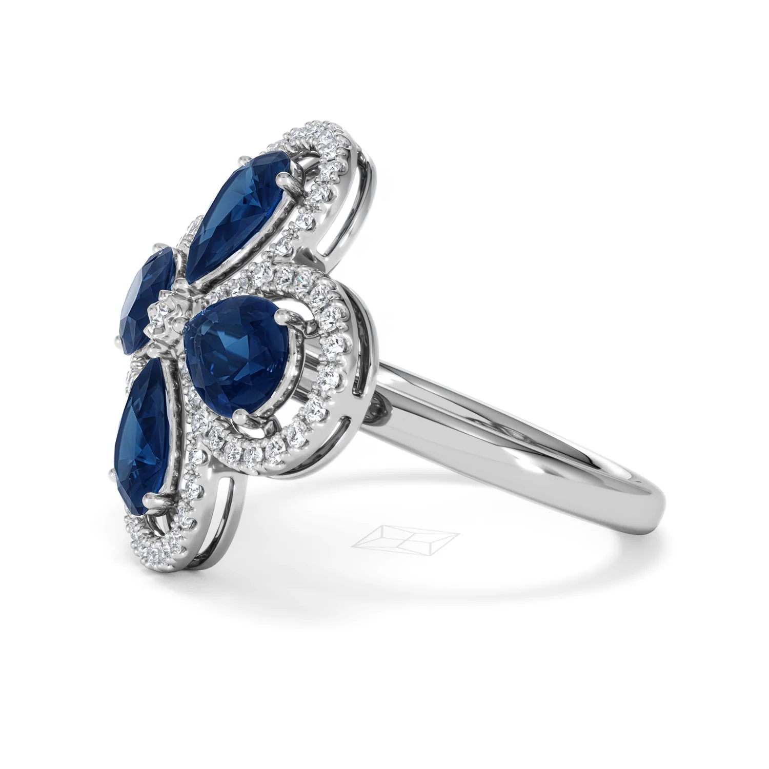Bloom 3.40ct Lab Sapphire and Lab Diamond Ring in 18K White Gold - Image 74