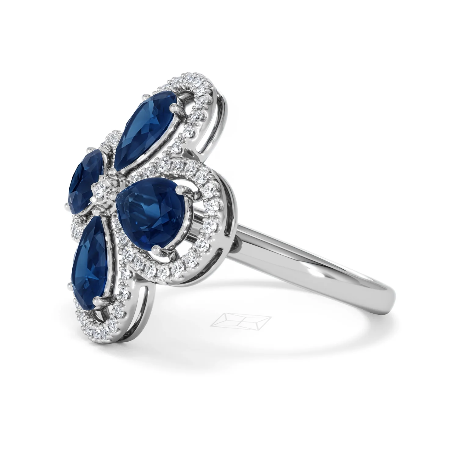 Bloom 3.40ct Lab Sapphire and Lab Diamond Ring in 18K White Gold - Image 75