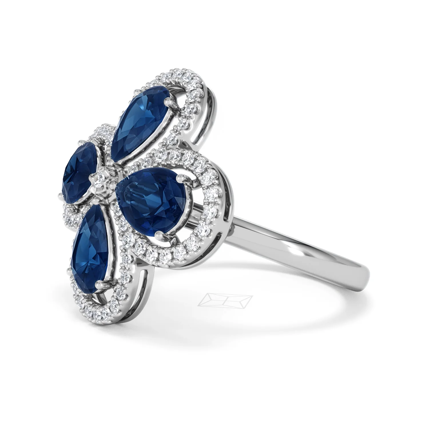 Bloom 3.40ct Lab Sapphire and Lab Diamond Ring in 18K White Gold - Image 76