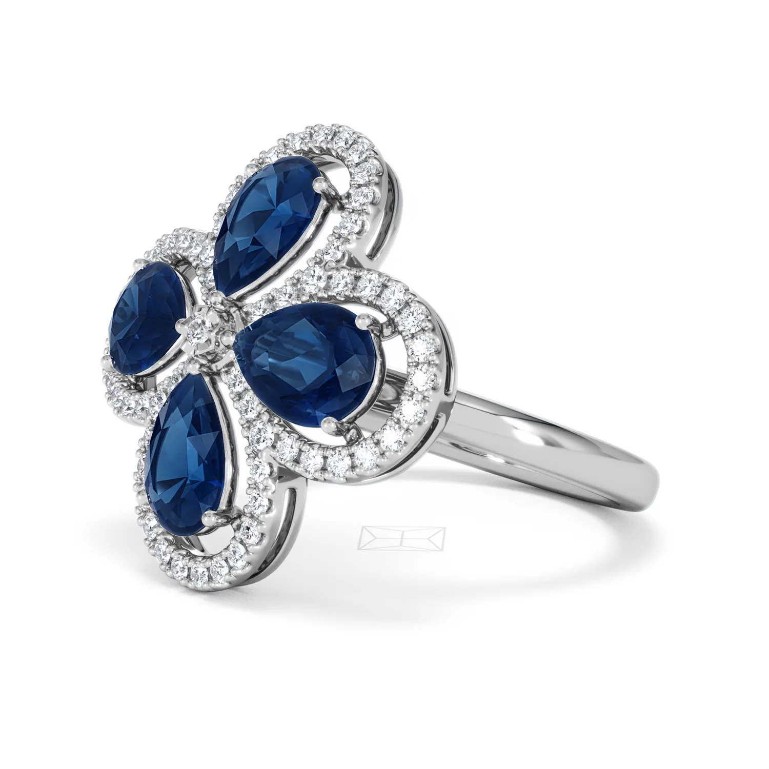 Bloom 3.40ct Lab Sapphire and Lab Diamond Ring in 18K White Gold - Image 78