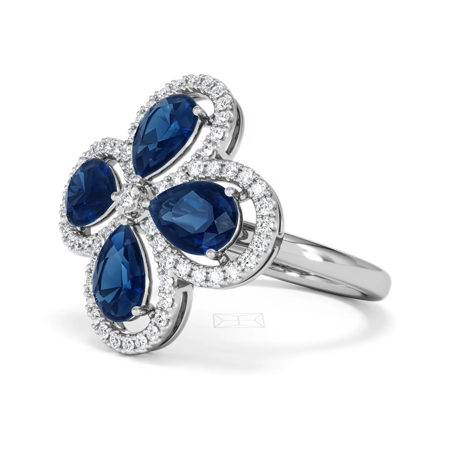 Bloom 3.40ct Lab Sapphire and Lab Diamond Ring in 18K White Gold - Image 79