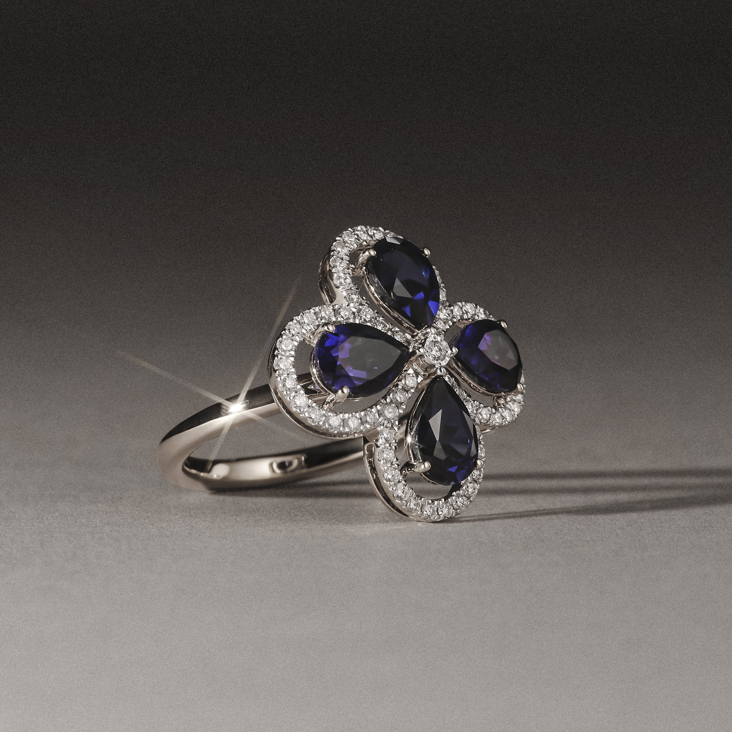 Bloom 3.40ct Lab Sapphire and Lab Diamond Ring in 18K White Gold - Image 8