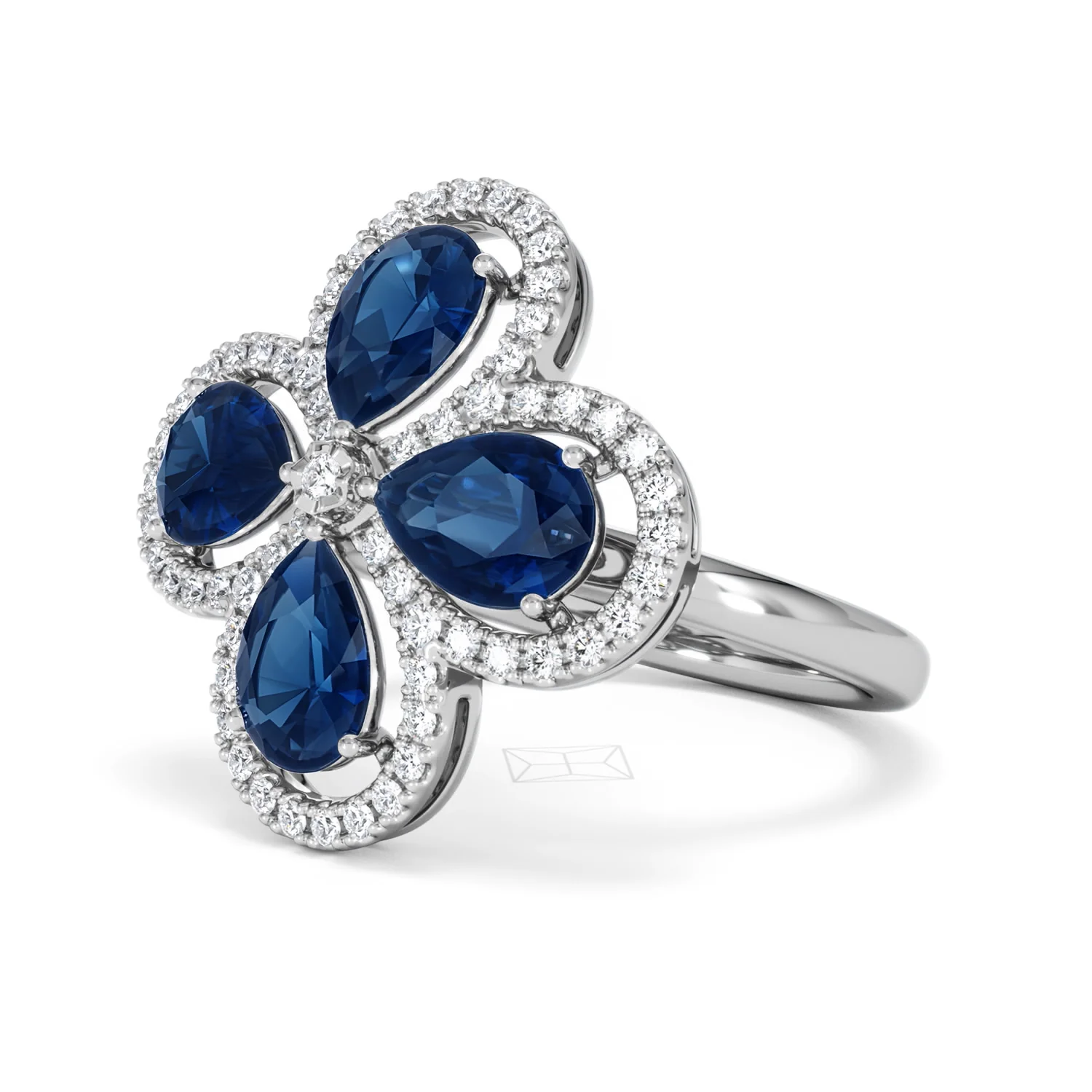 Bloom 3.40ct Lab Sapphire and Lab Diamond Ring in 18K White Gold - Image 80