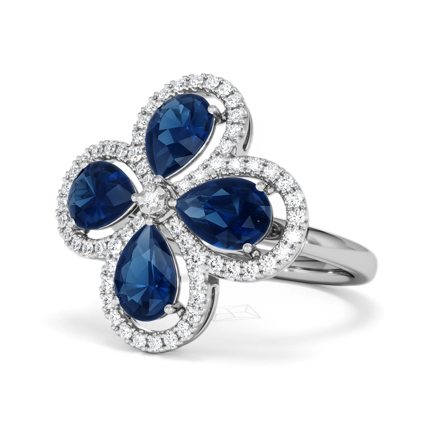 Bloom 3.40ct Lab Sapphire and Lab Diamond Ring in 18K White Gold - Image 82