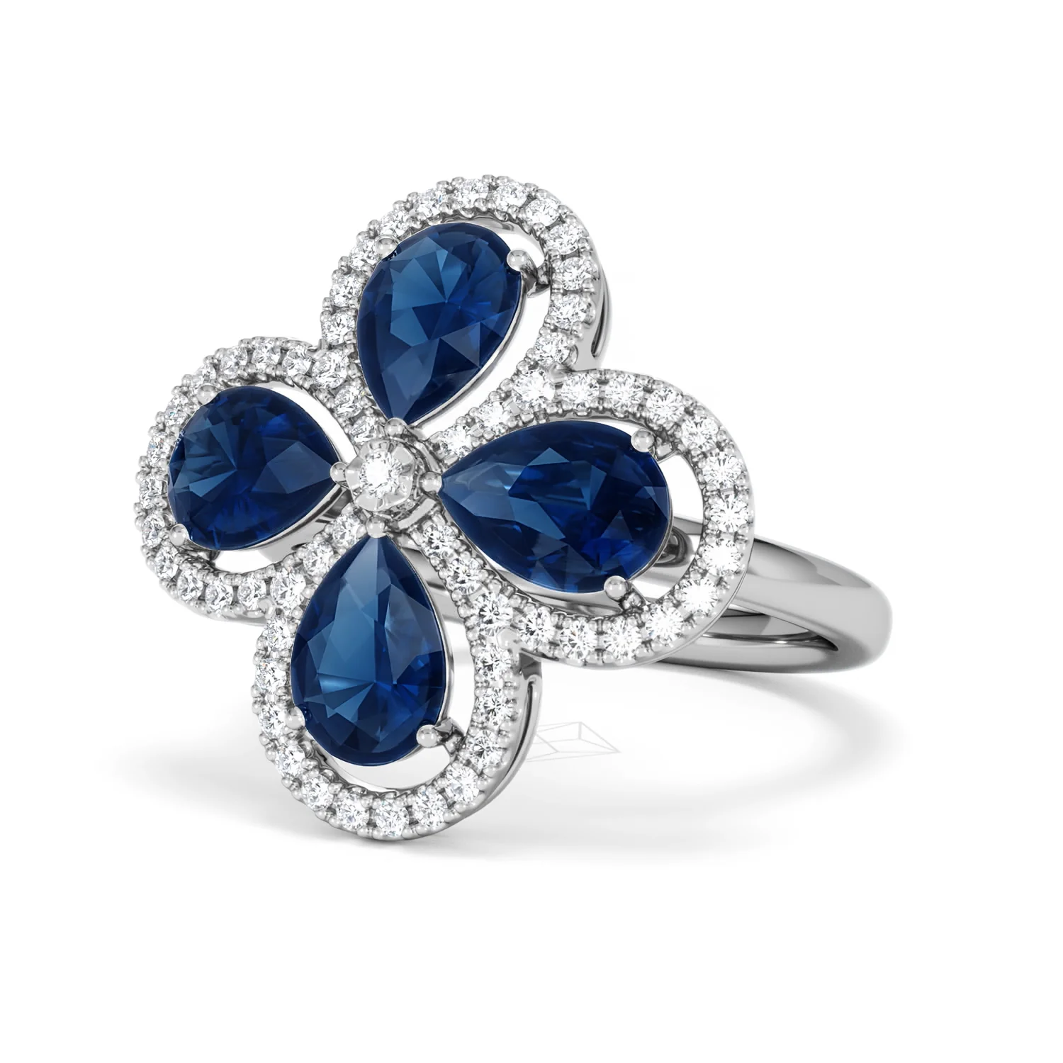 Bloom 3.40ct Lab Sapphire and Lab Diamond Ring in 18K White Gold - Image 83