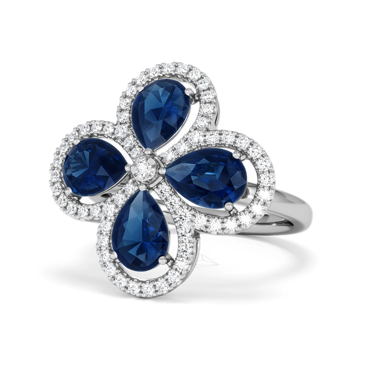 Bloom 3.40ct Lab Sapphire and Lab Diamond Ring in 18K White Gold - Image 84
