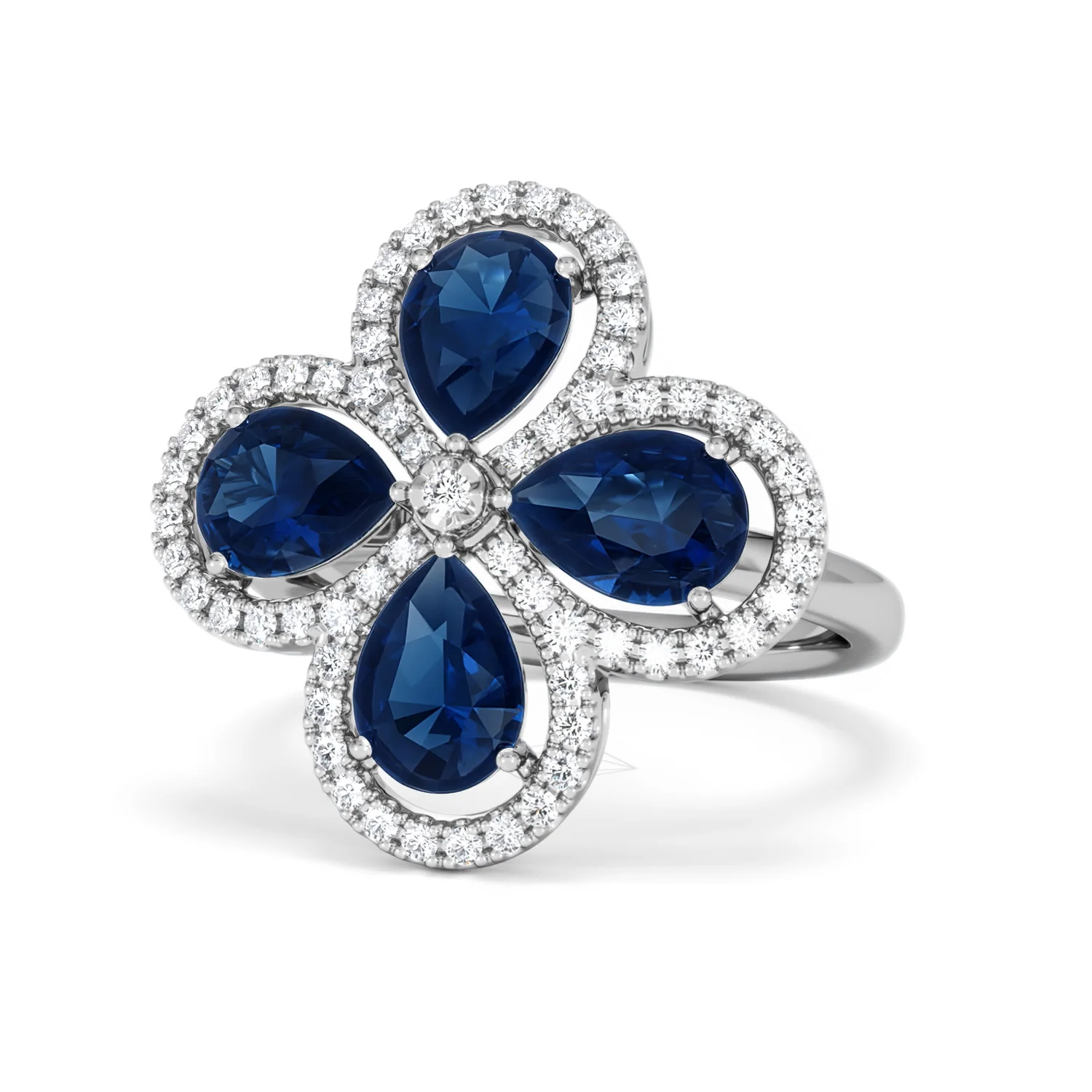 Bloom 3.40ct Lab Sapphire and Lab Diamond Ring in 18K White Gold - Image 85
