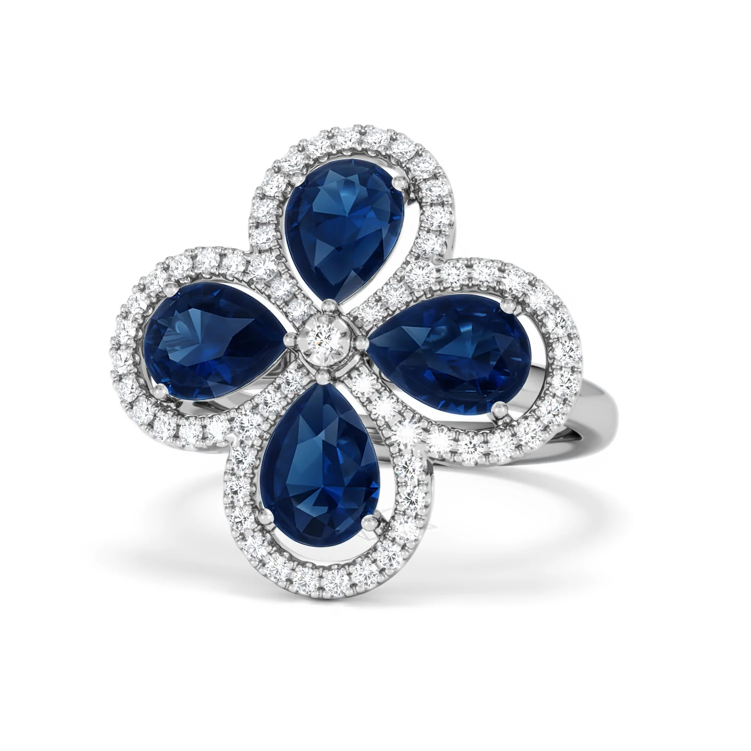 Bloom 3.40ct Lab Sapphire and Lab Diamond Ring in 18K White Gold - Image 86